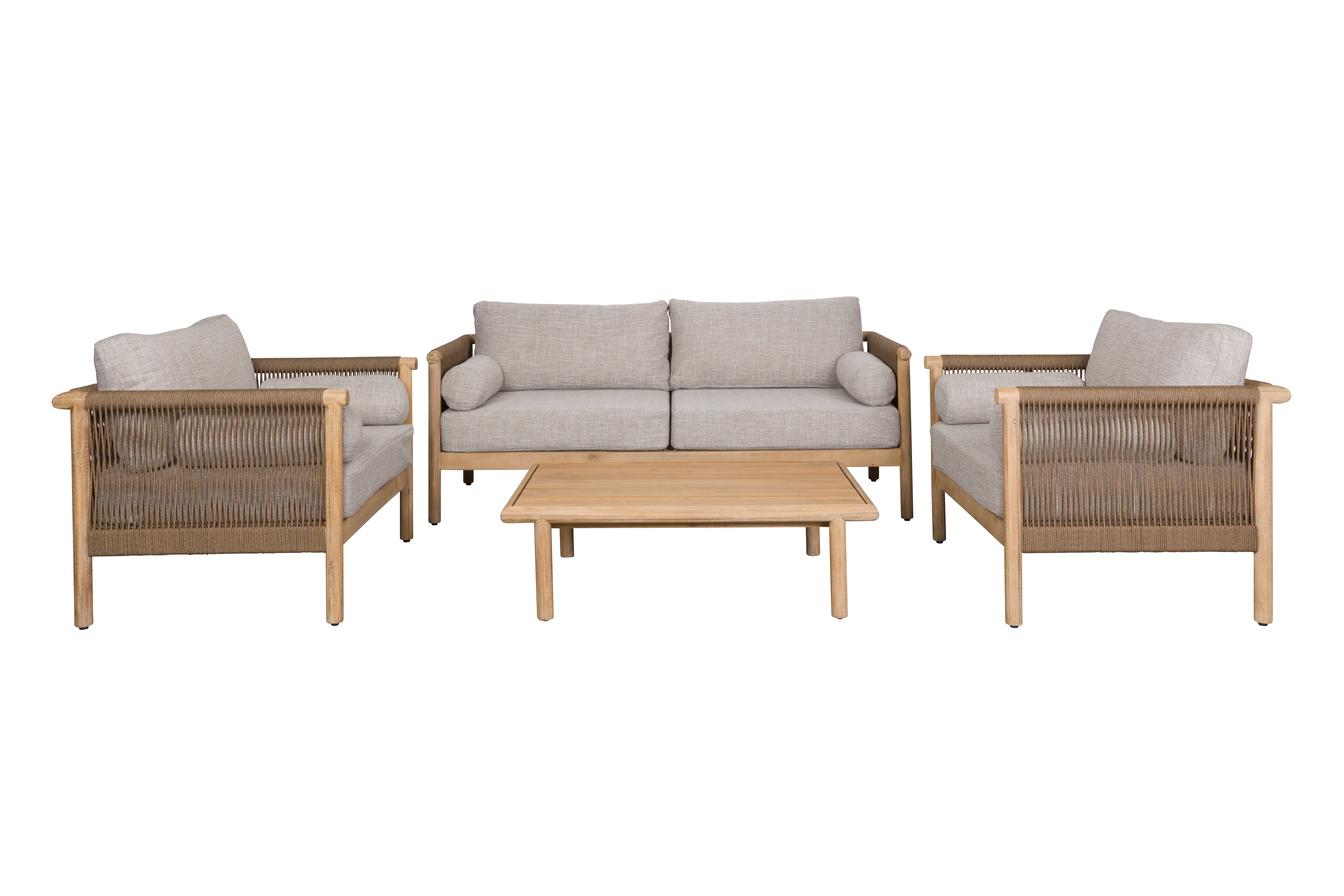 DUTCHBONE Set Utomhus Oasis (Soffa + Soffbord + 2 Loungefåtöljer)