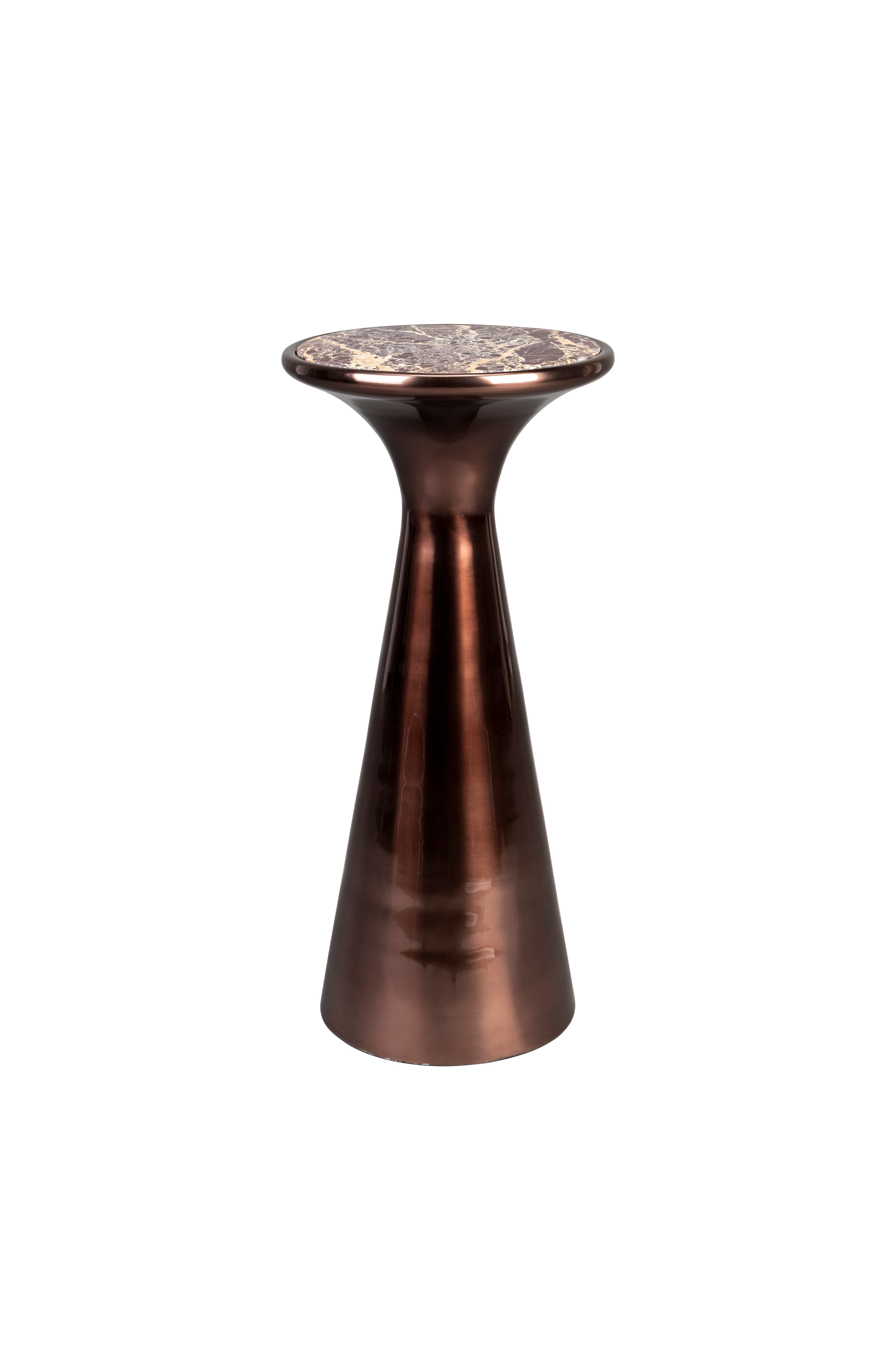 DUTCHBONE Mount sidobord S, runt - brun marmor och brun aluminium (&Oslash;25)