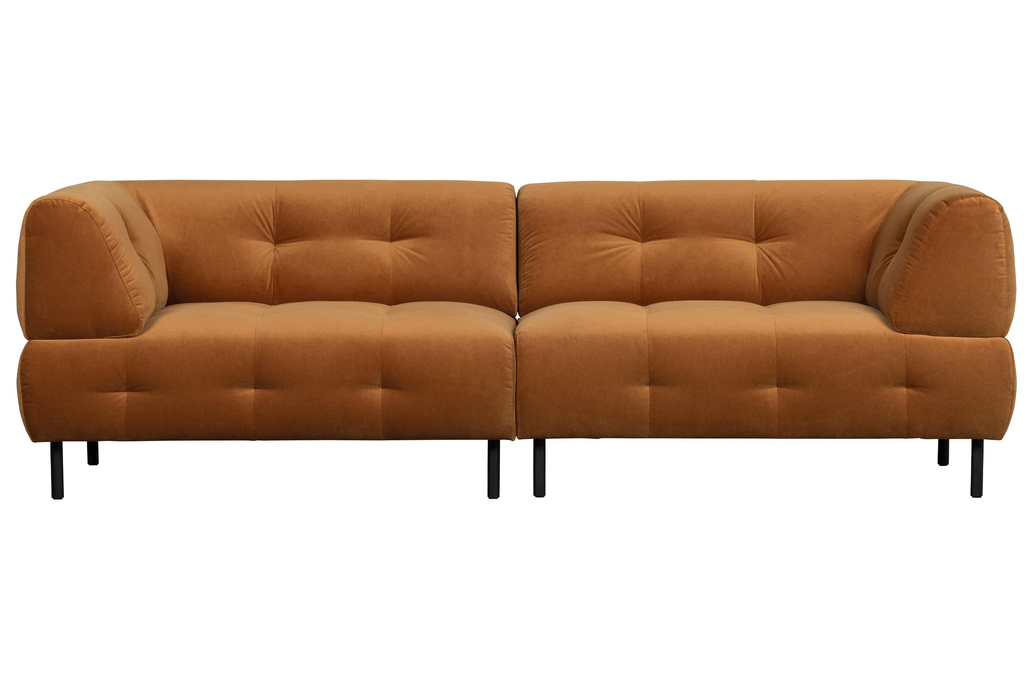 WOOOD EXKLUSIV Lloyd 4-sits soffa - kaneltvättad sammet och svart metall
