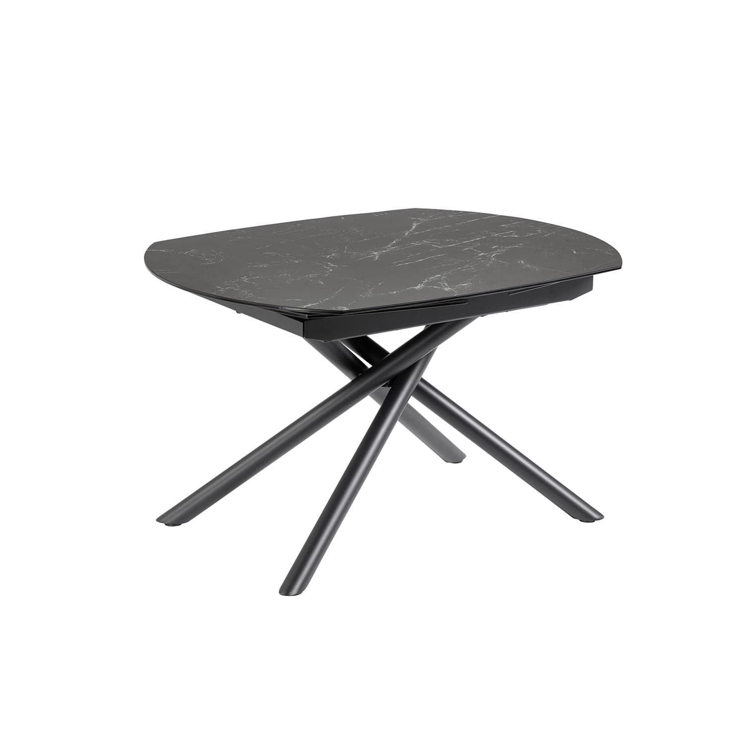 KAVE HOME Yodalia Matbord, med Utdragsfunktion - Svart Glas, Keramik och Stål (130 (190 cm) x 100 cm)