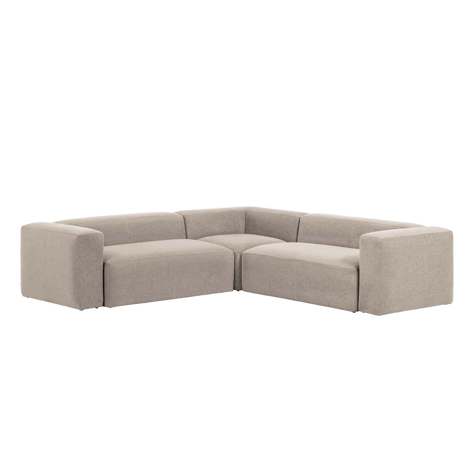 KAVE HOME Blok Hörnsoffa - Beige Polyester