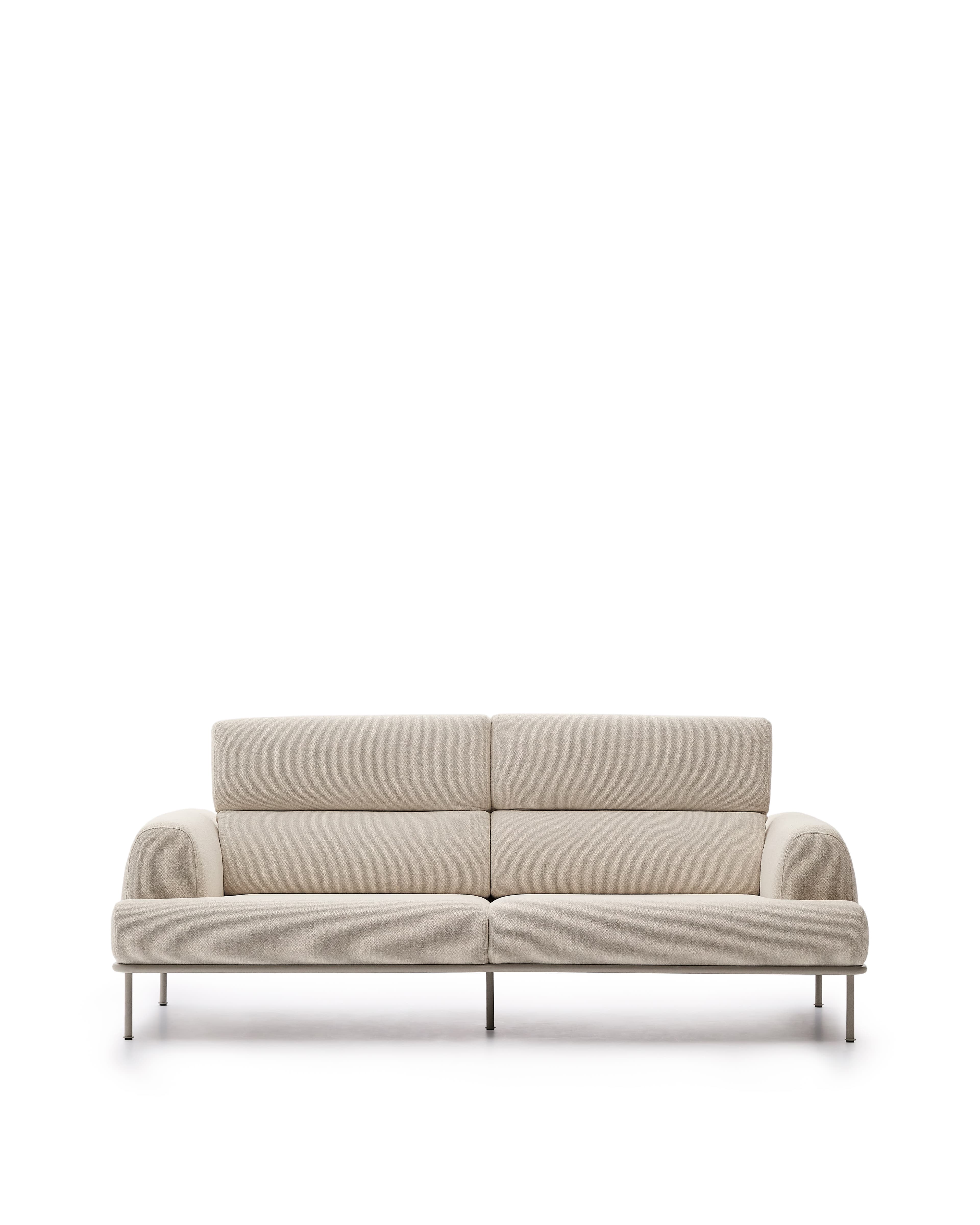 KAVE HOME Aurum 3 pers. soffa, m. nackstöd - krämtyg och matt grå metall (B: 234cm)