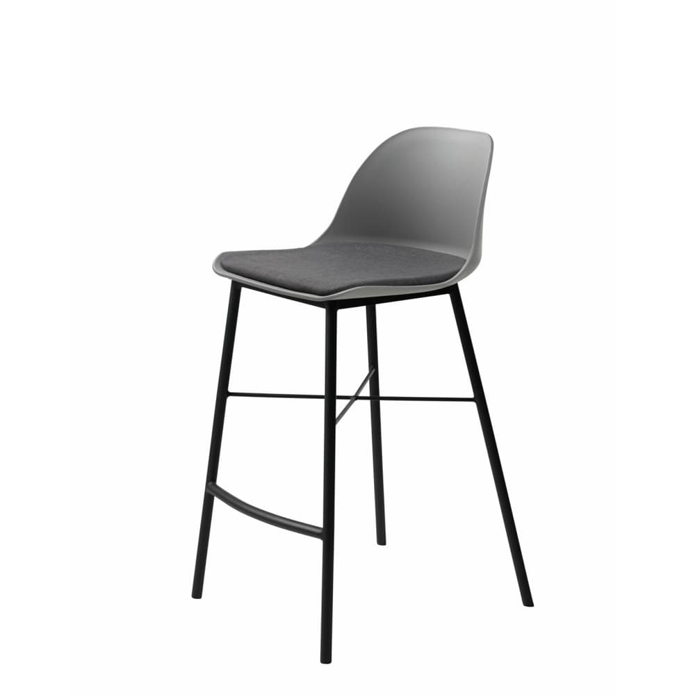 UNIQUE FURNITURE Whistler Barstol, med Ryggstöd och Fotstöd - Grå Polypropen och Svart Metall