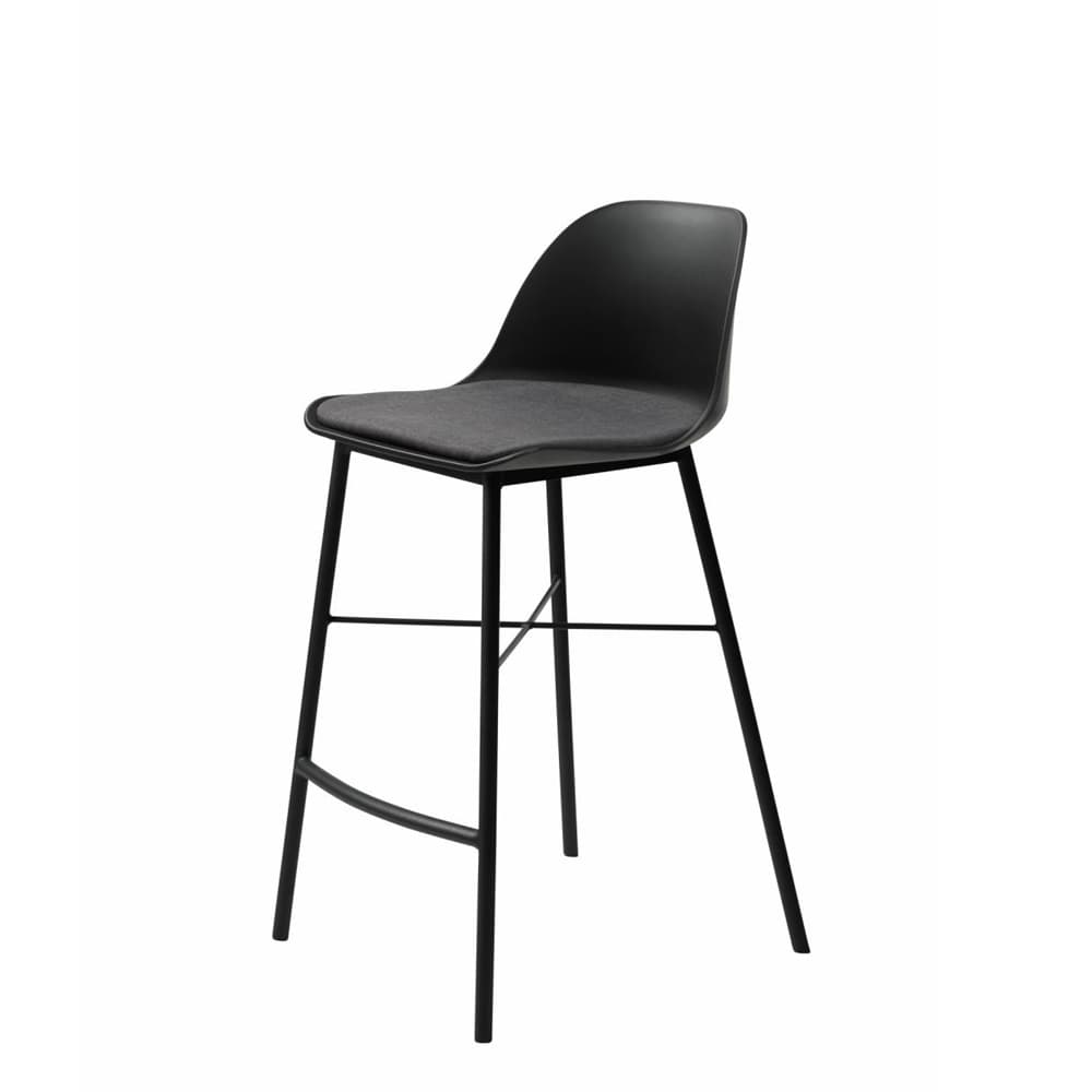 UNIQUE FURNITURE Whistler Bänkstol, med Ryggstöd och Fotstöd - Svart Polypropen och Svart Metall