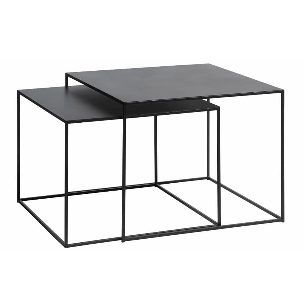UNIQUE FURNITURE Pebble Sidobord - Svart Metall (Set om 2 cm)