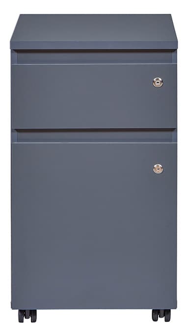 NORDIC LIVING COLLECTION Låsbar rullcontainer på hjul i antracit med en låda och dörr