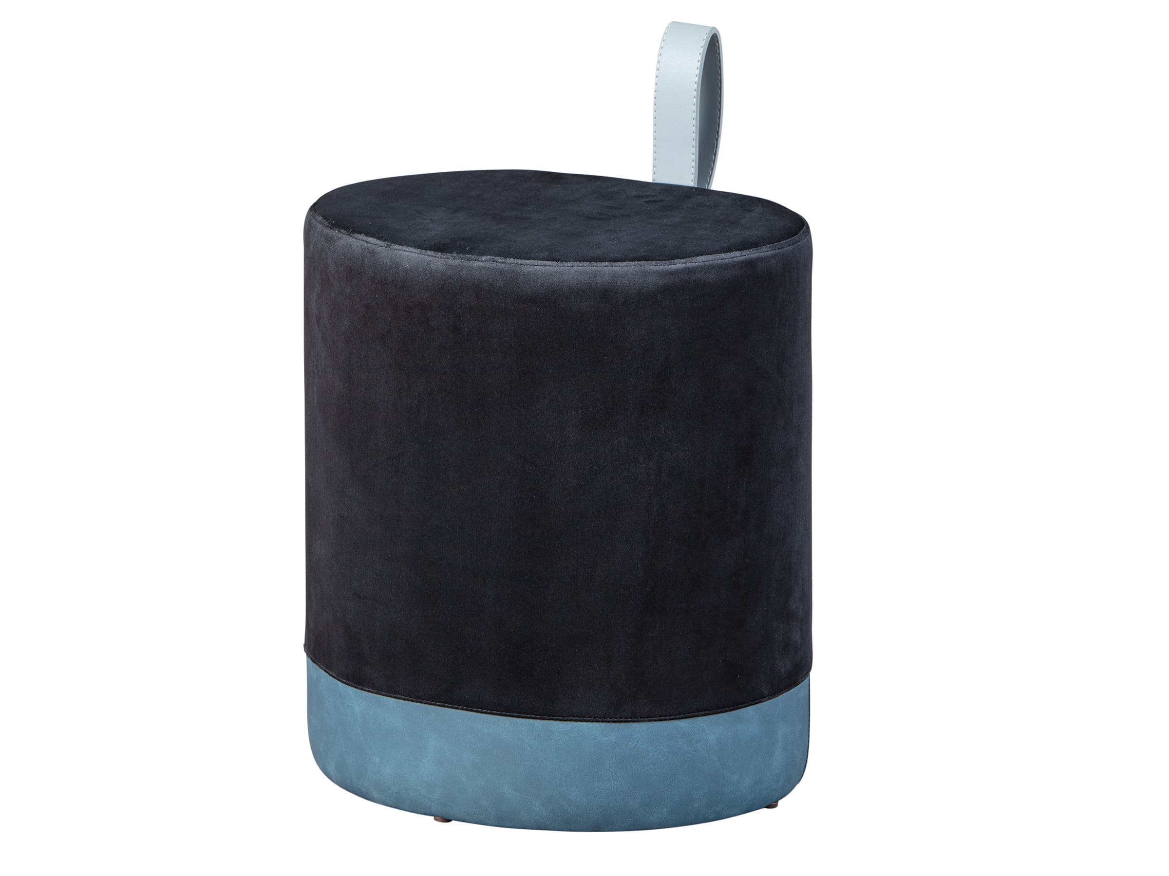 NORDIC LIVING COLLECTION Osane pall i svart sammet med PU-handtag, förvaringsutrymme och bärrem i konstläder
