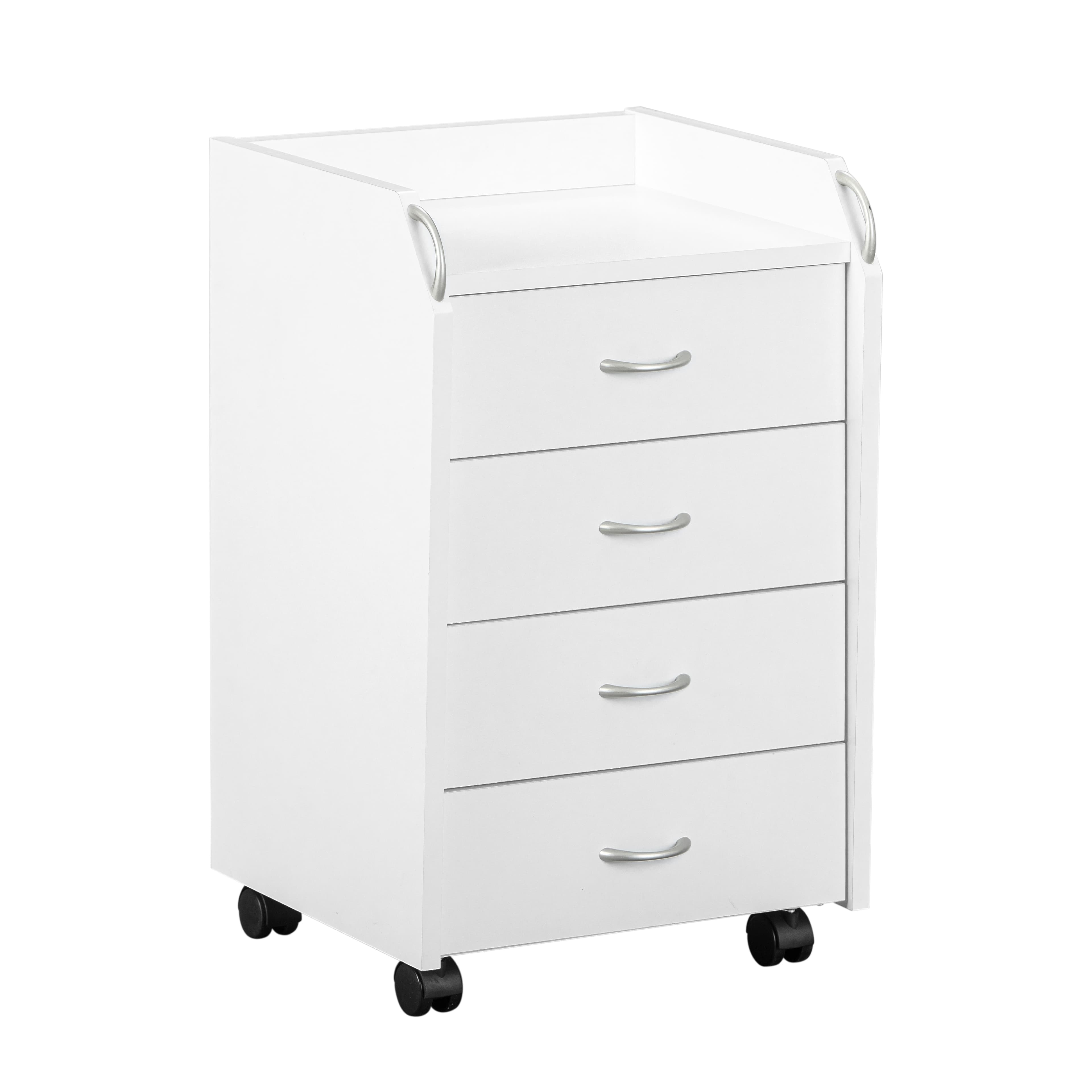 NORDIC LIVING COLLECTION Pronti vit rullcontainer med förvaringsfack, 4 lådor och 4 svänghjul