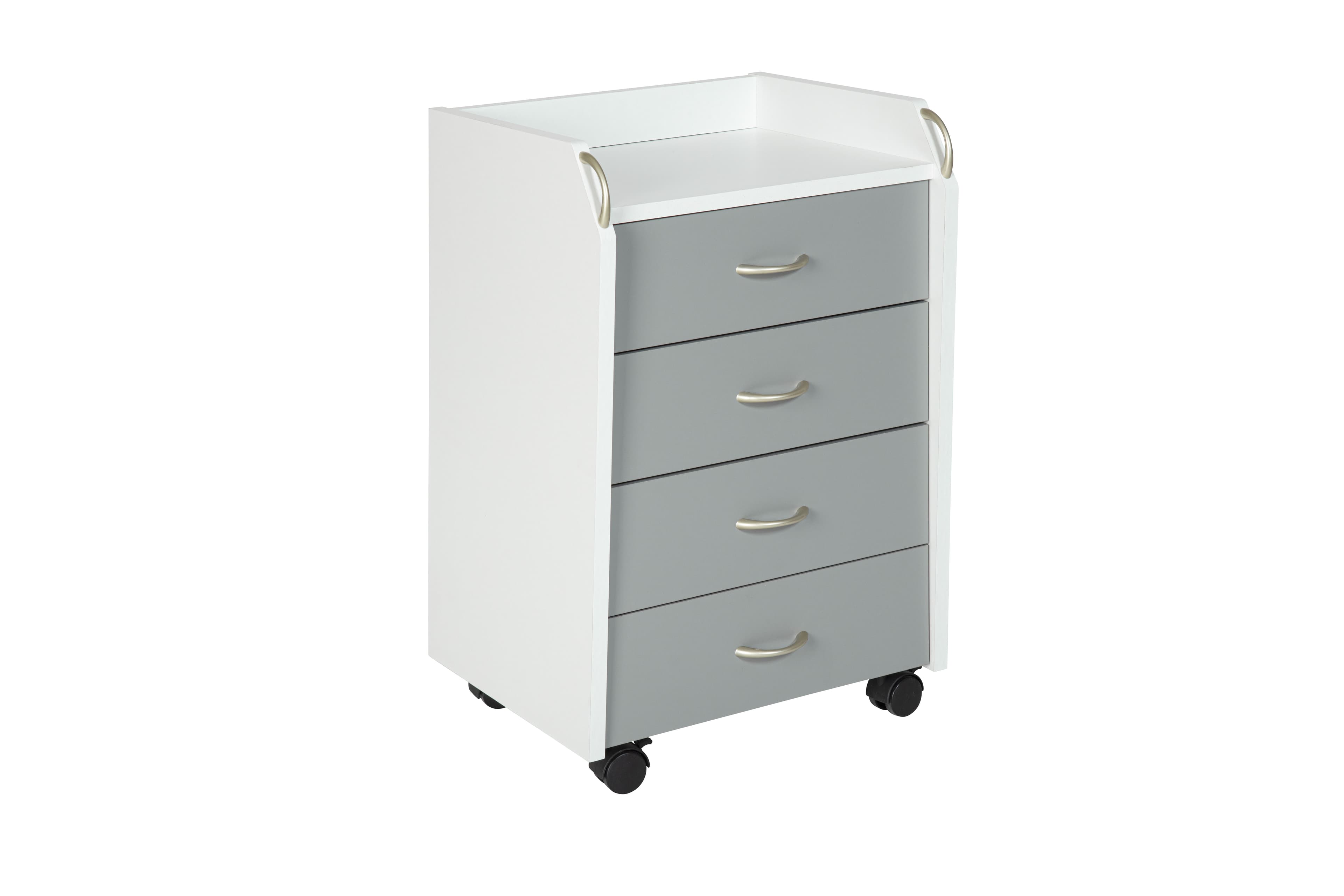 NORDIC LIVING COLLECTION Printi vitgrå rullcontainer med förvaringsfack, 4 lådor och 4 svänghjul