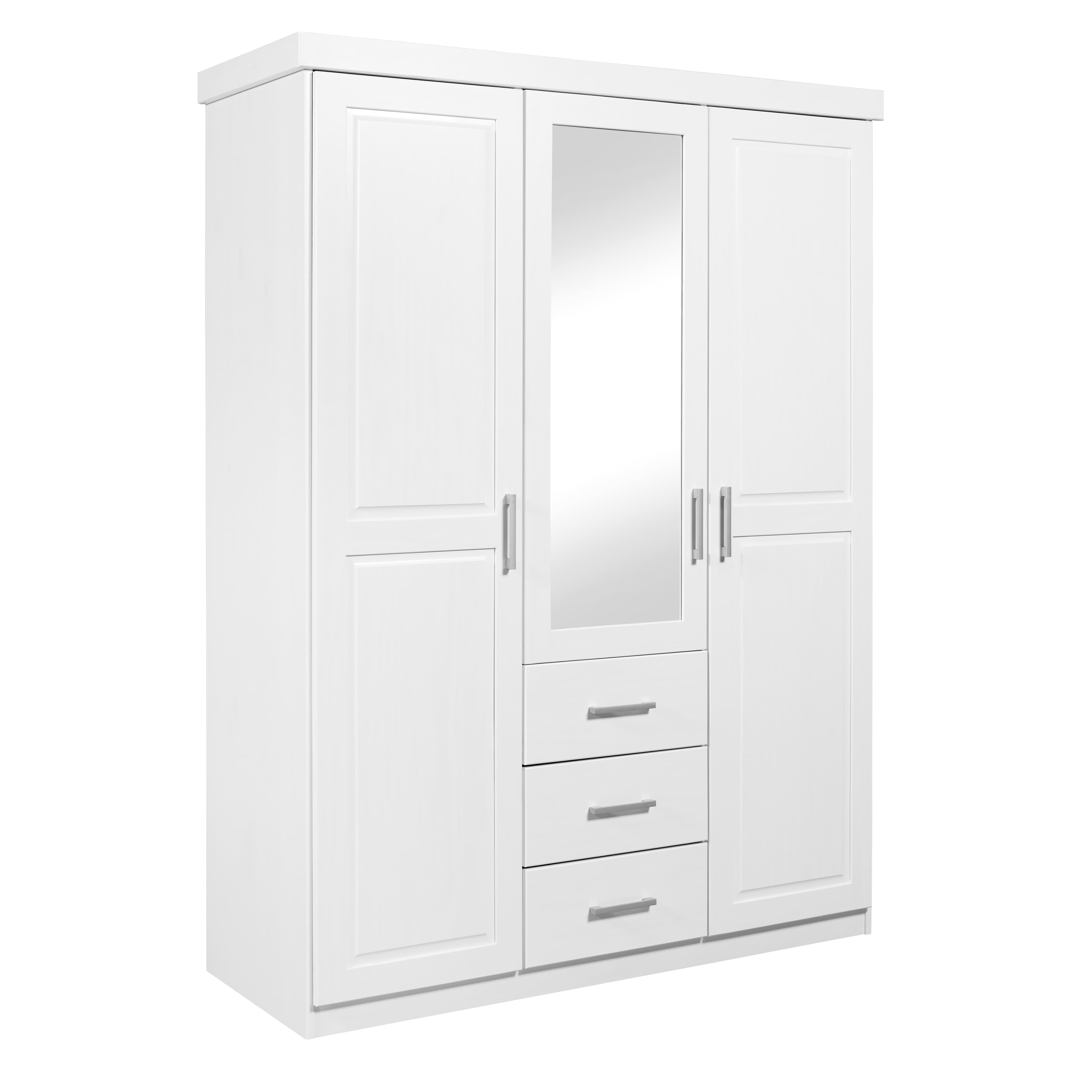 NORDIC LIVING COLLECTION Geraldo vitt skåp med 3 dörrar/3 lådor och kassettdörrar