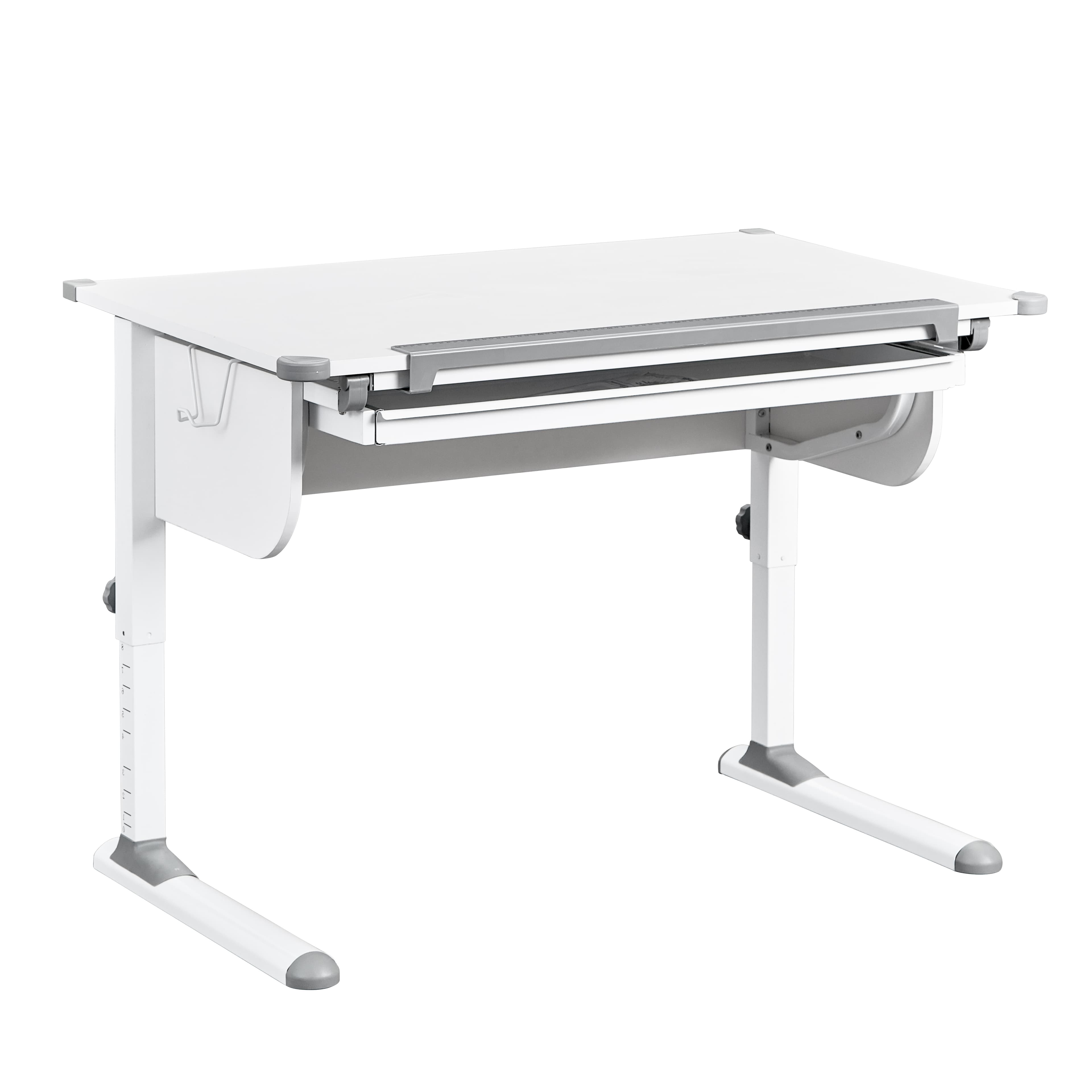 NORDIC LIVING COLLECTION Studare-skrivbord med låda med tryckfunktion, höjdjusterbart och vinklingsbart hyllplan