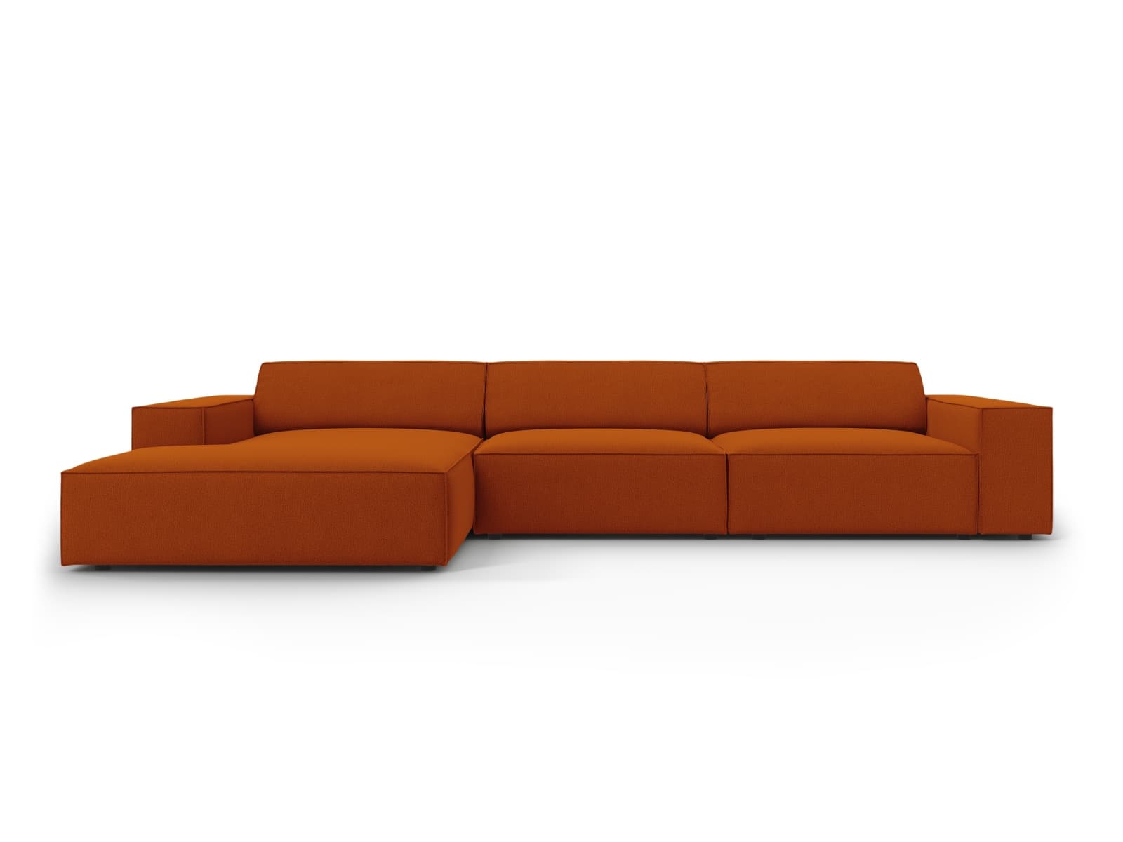 MICADONI Jodie hörnsoffa, vänster, 4 sittplatser - orange tyg och svart plast