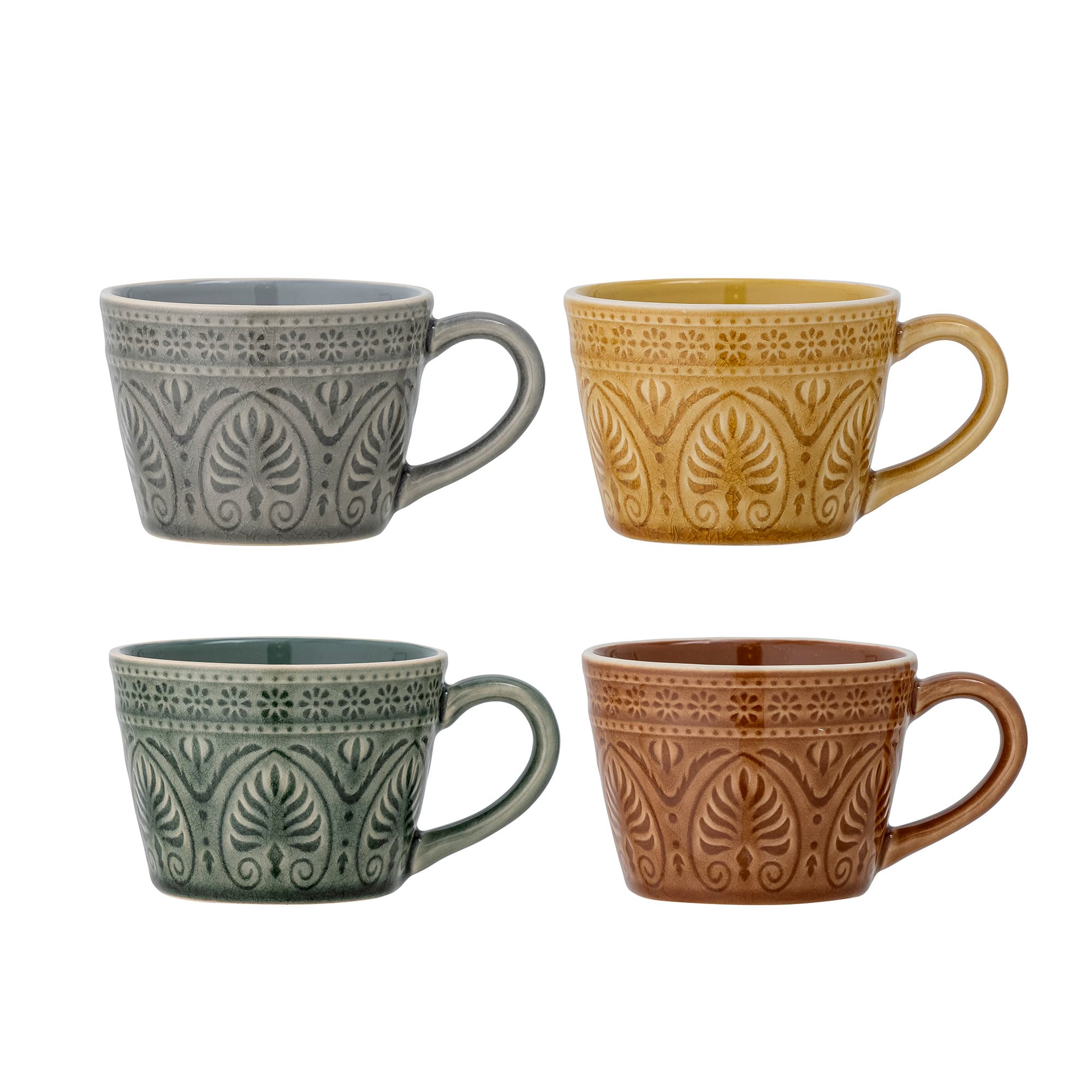 BLOOMINGVILLE Rani mugg, grön, stengods, set om 4, D10,5xH7,5 cm