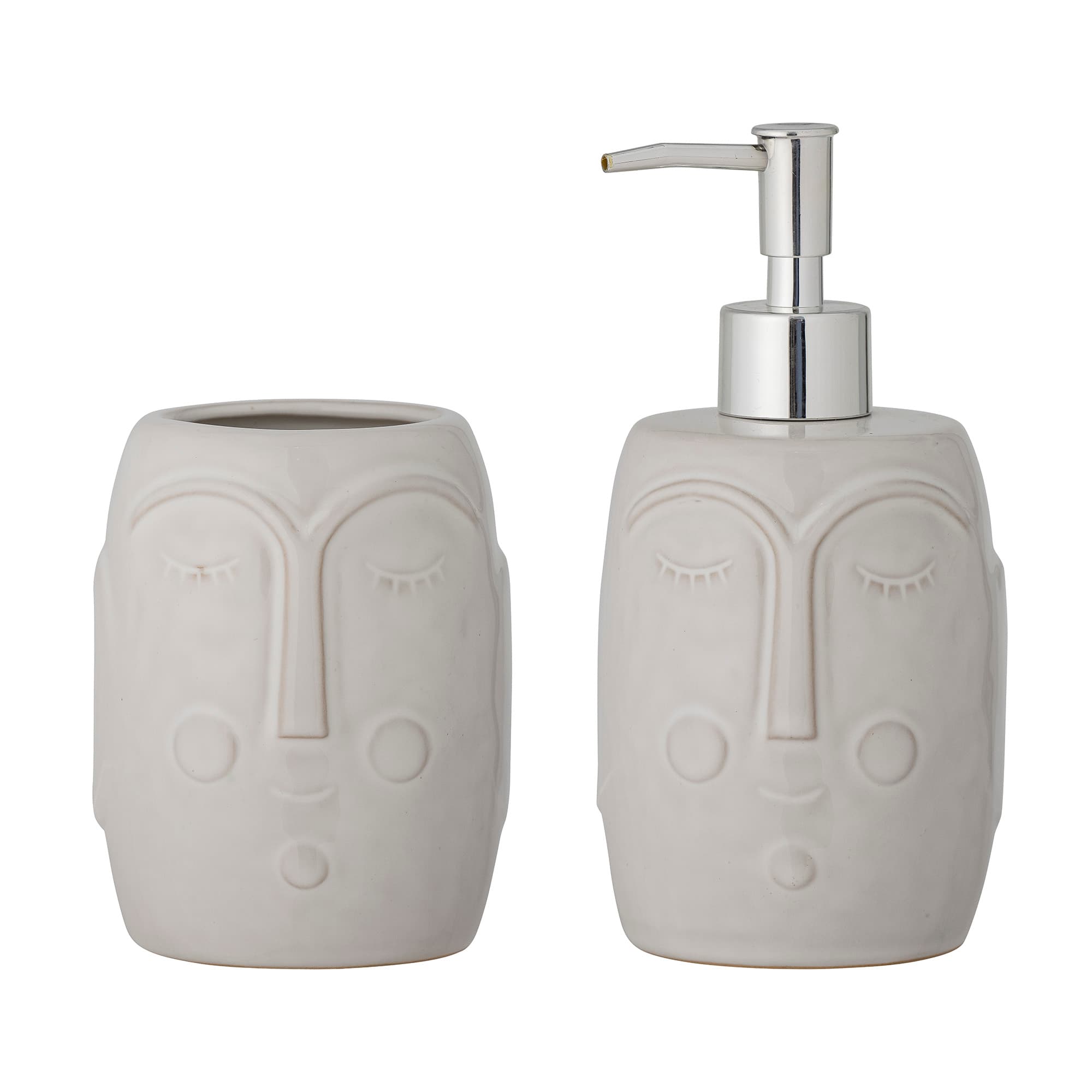 BLOOMINGVILLE Niga tvålautomat, set om 2, vit, porslin, D9xH18/D9xH11,5 cm