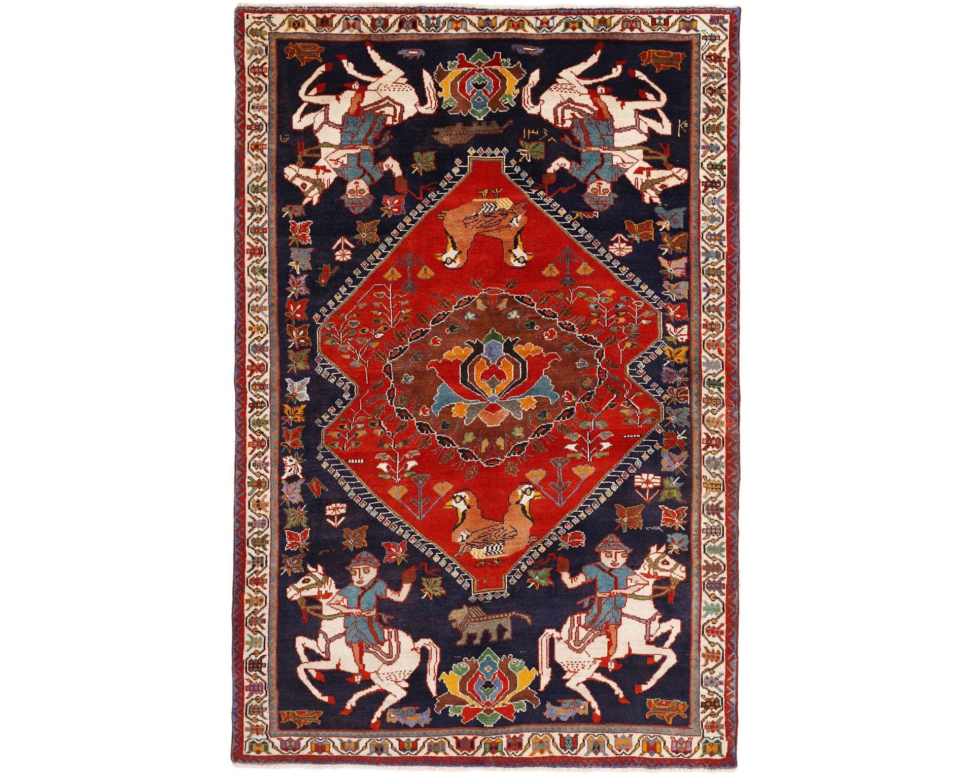Old Figural Kashghai orientalisk matta 188 x 287 cm