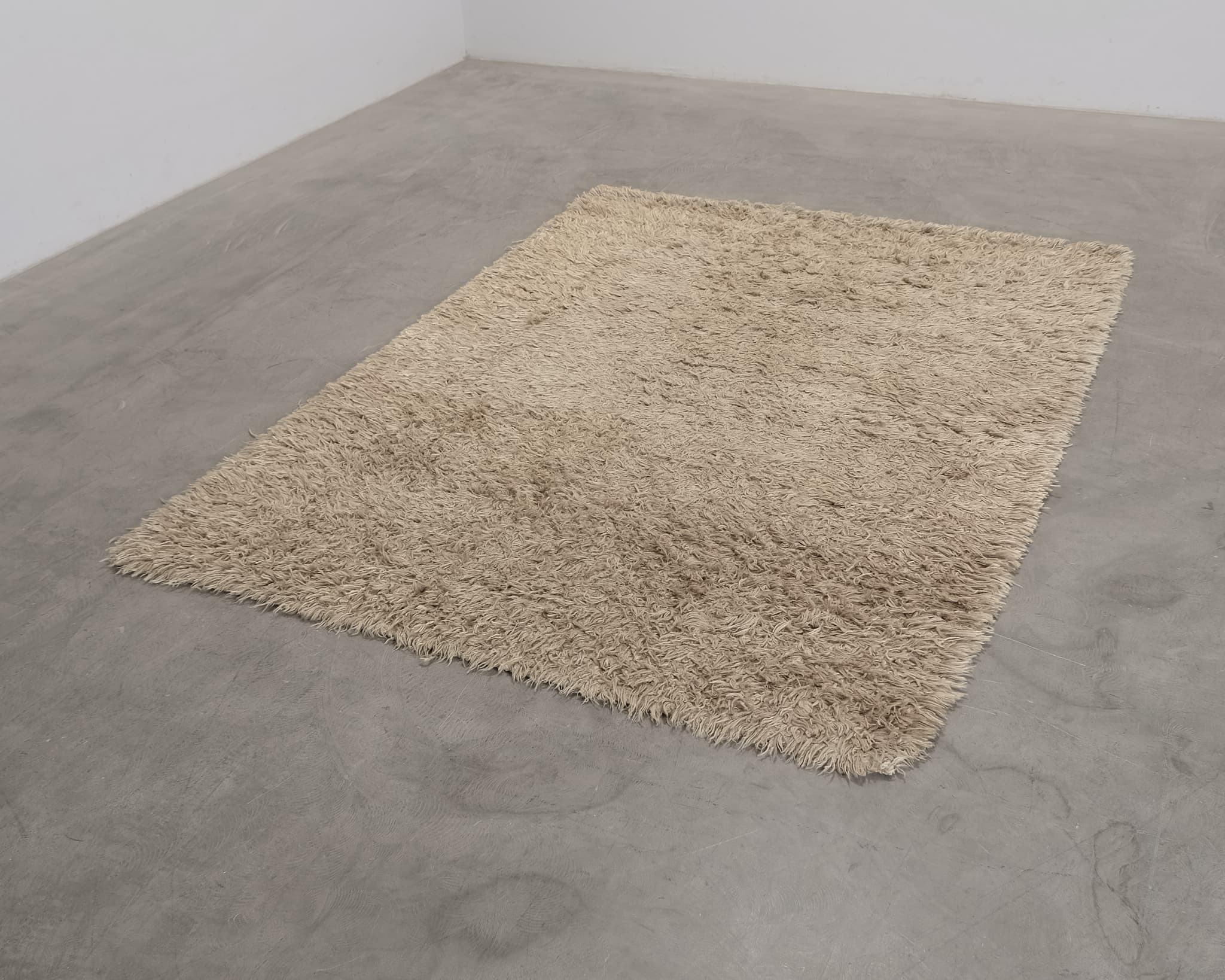 Siden- och ullmatta 170 x 230 cm brun