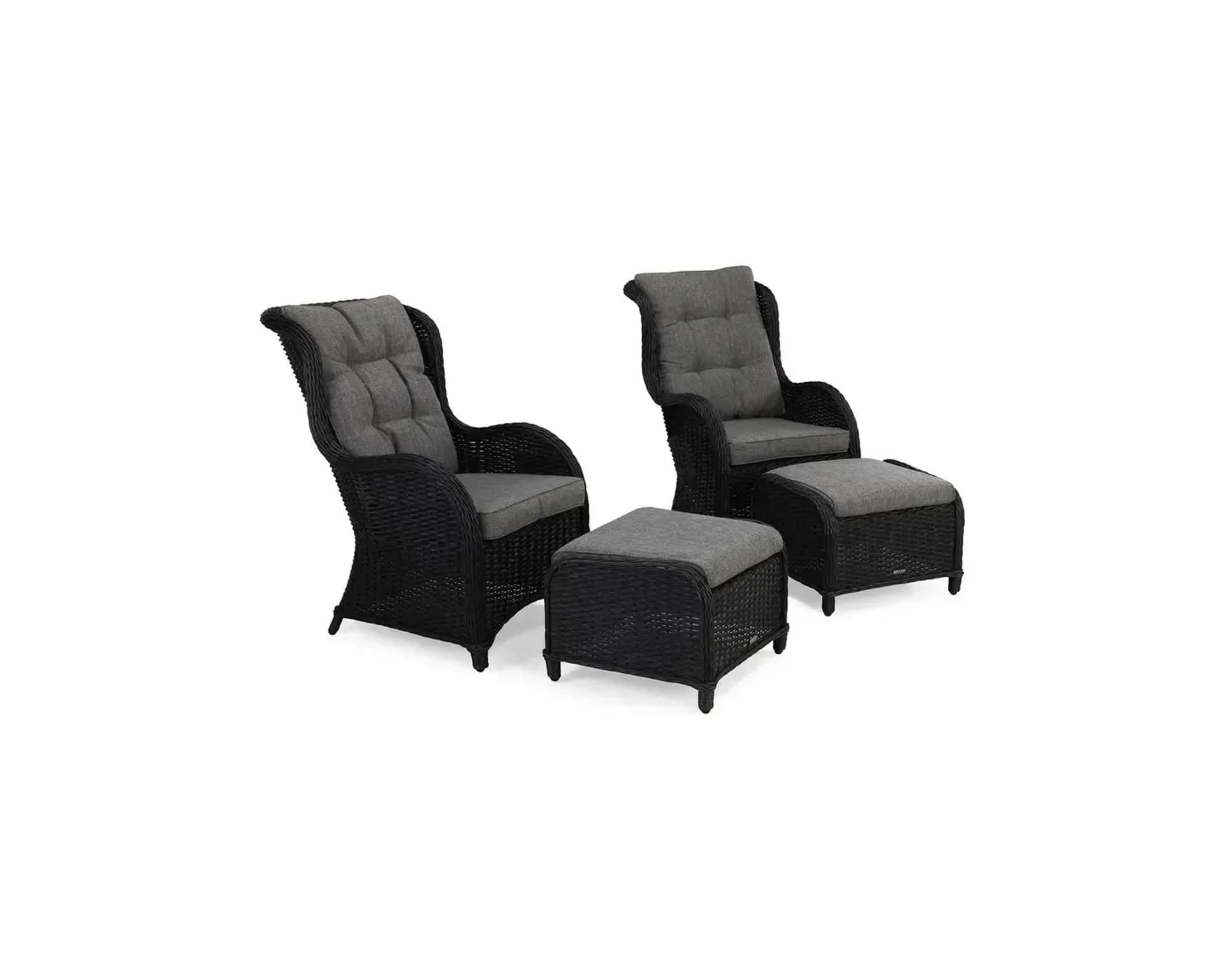 deNoord Marcus set inkl. 2 fåtöljer, 2 fotpallar och bord