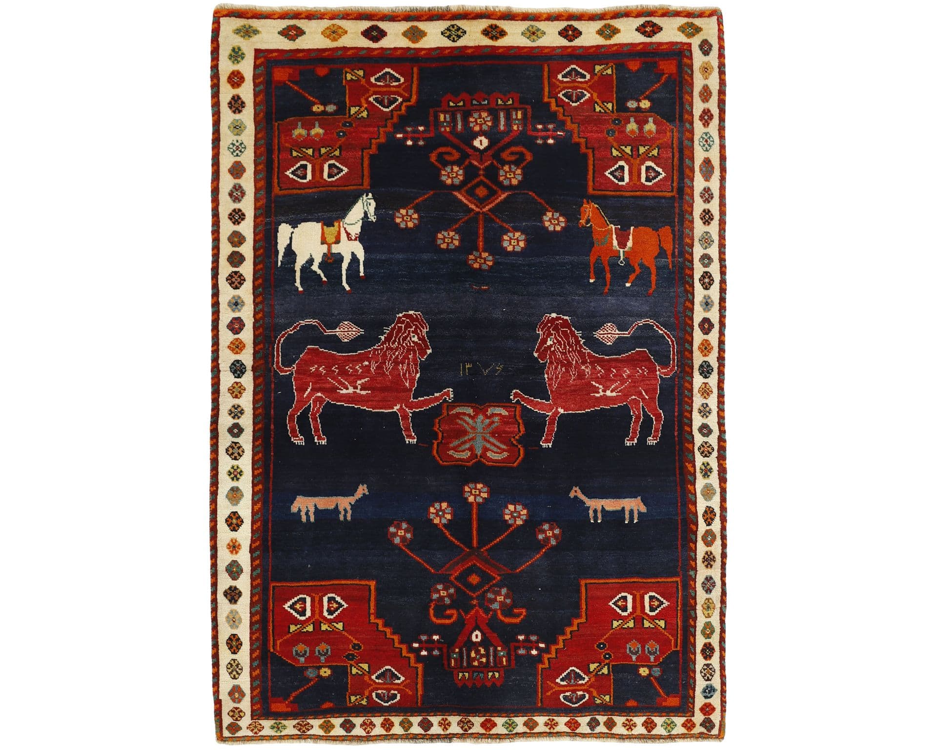 Old Figural Kashghai orientalisk matta 152 x 220 cm