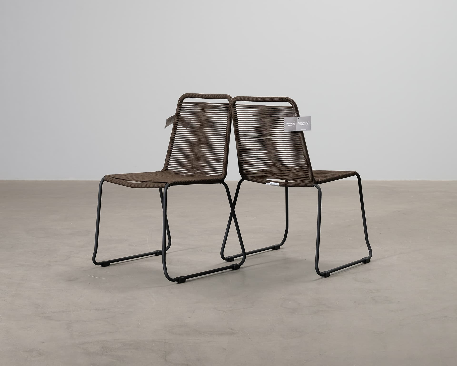 Bois terrassstol brun / svart, set om 2