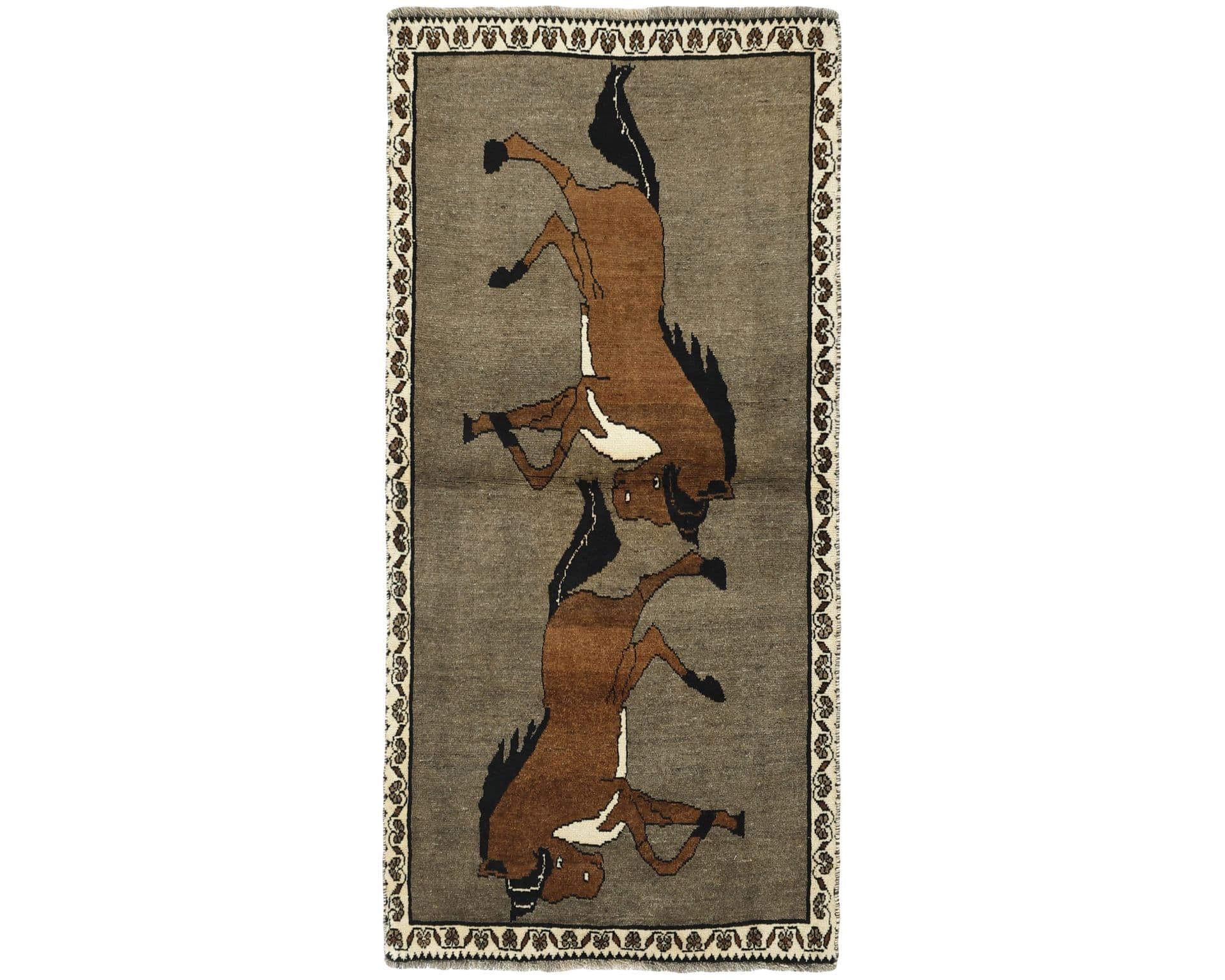 Old Figural Kashghai orientalisk matta 101 x 209 cm