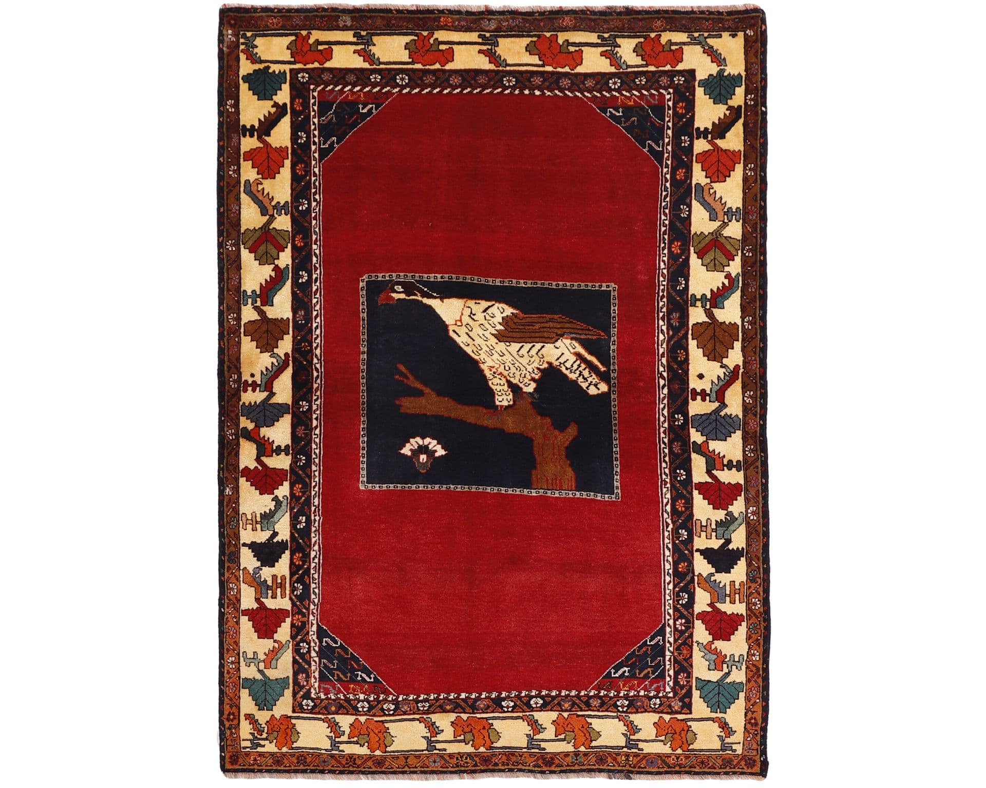 Old Figural Kashghai orientalisk matta 138 x 202 cm