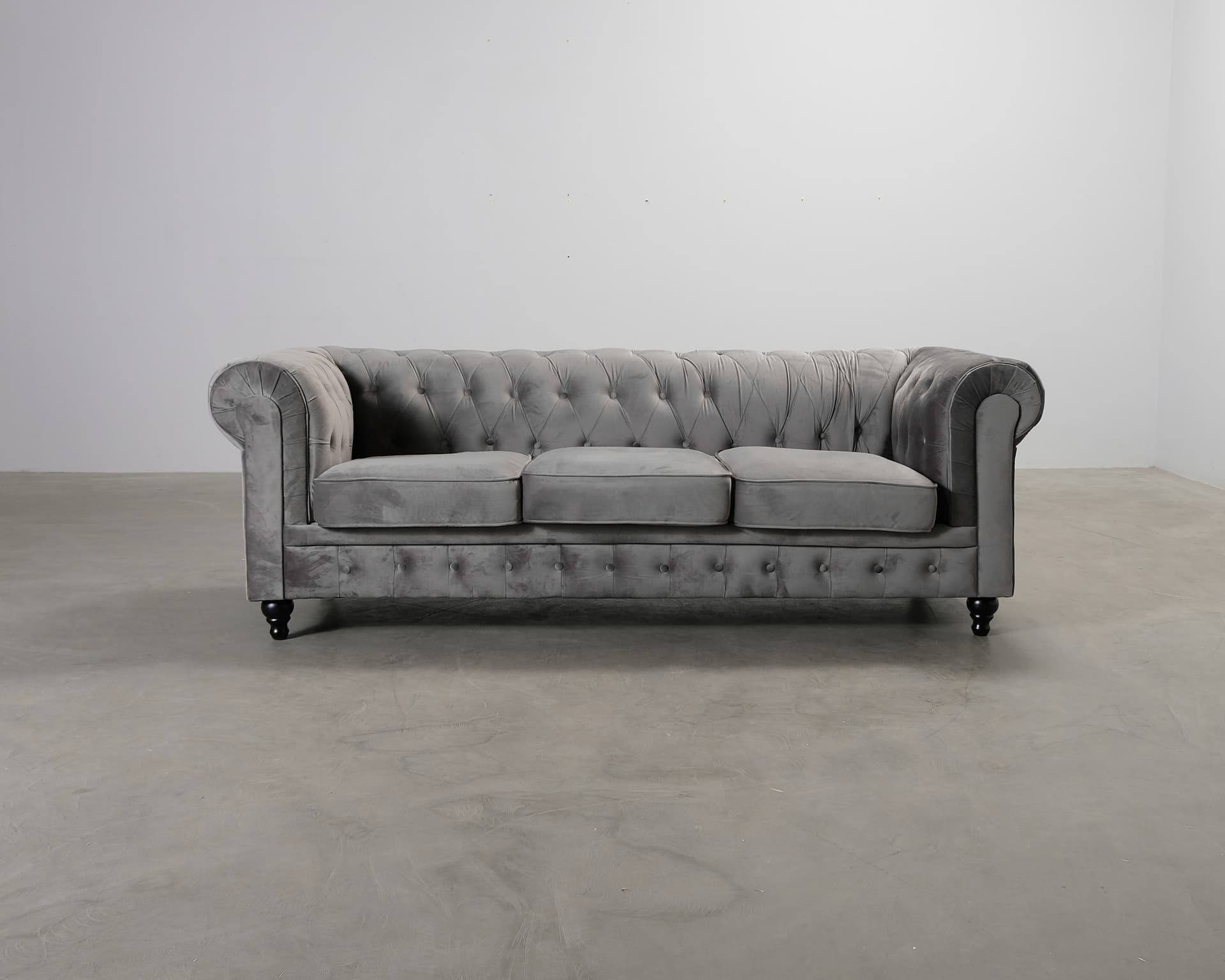 Manor House Chesterfield Lyx 3-sitsig soffa grå