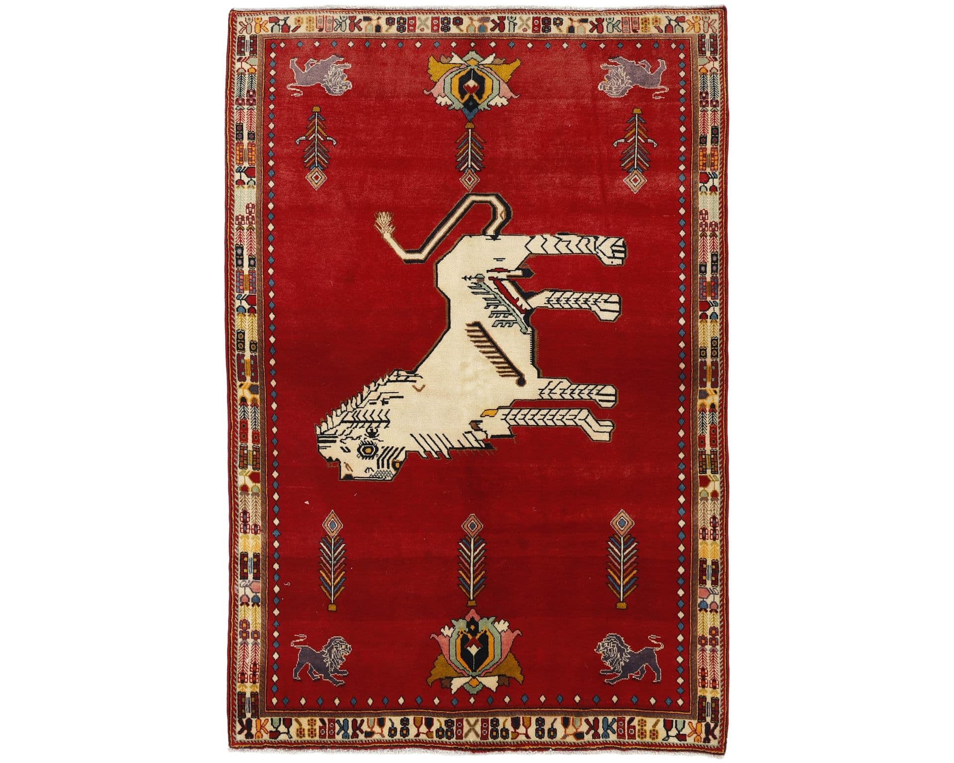 Old Figural Kashghai orientalisk matta 147 x 222 cm