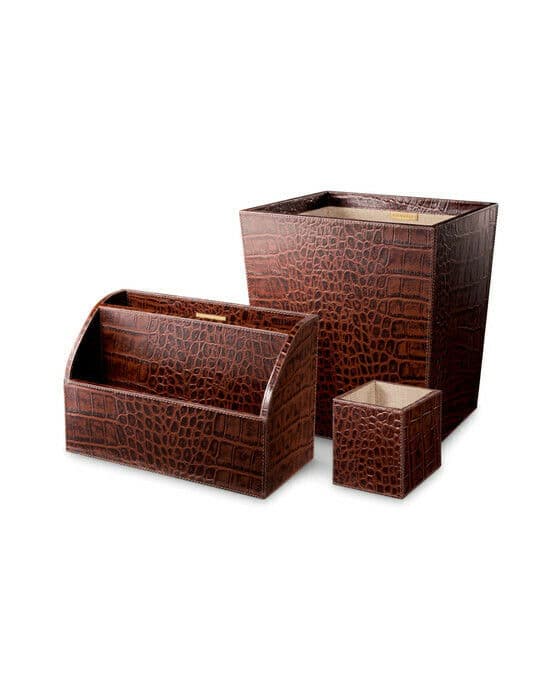Scaleo skrivbordsset brun 3-set