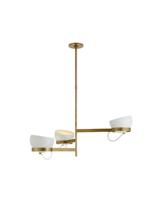 Lightwell Grande Triple takkrona mässing/vit