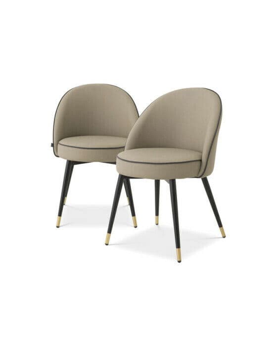Cooper matstol faux leather beige 2-set