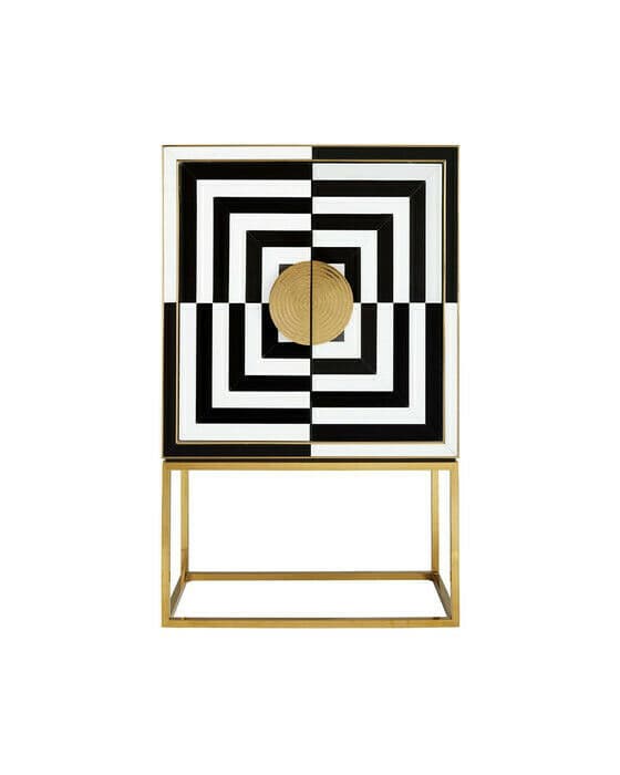 OP Art barskåp svart/vit