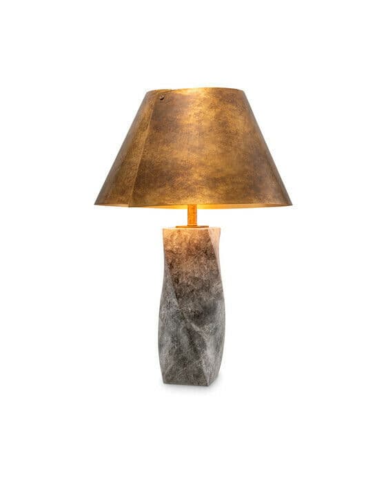Camelia bordslampa antik mässing / grå