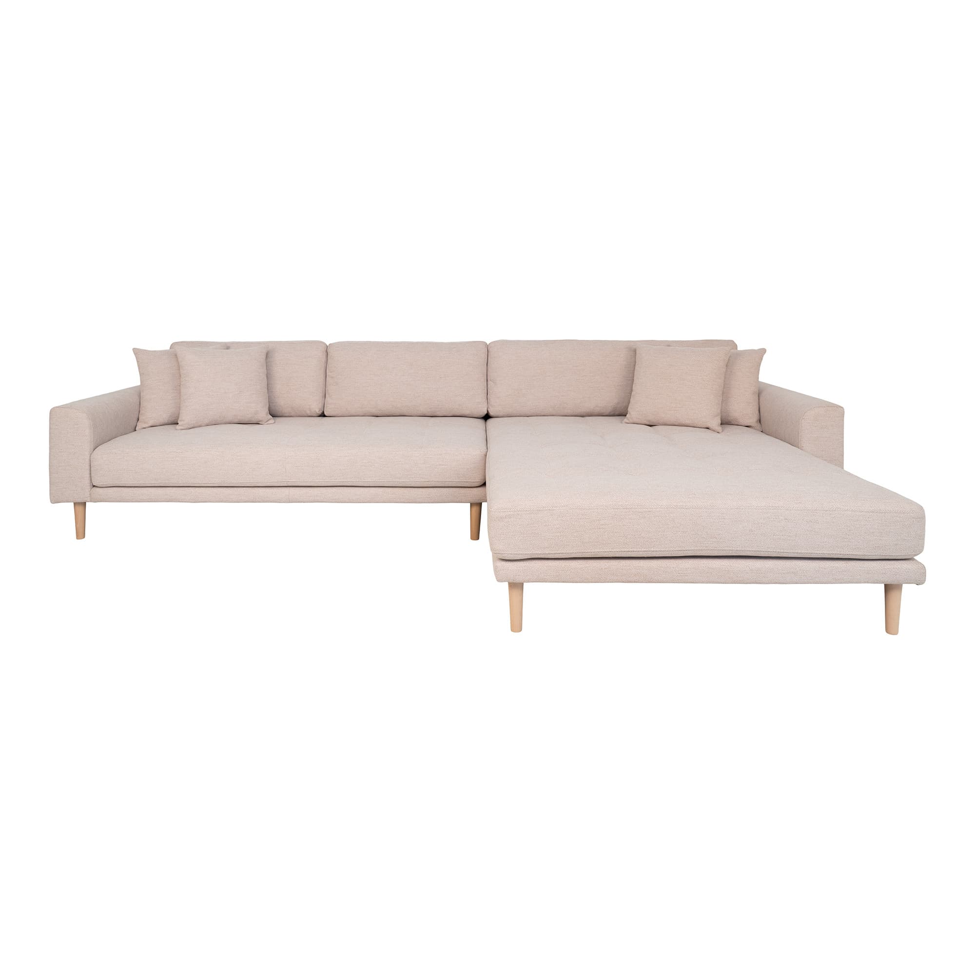 HOUSE NORDIC Lido lounge soffa, höger schäslong, m. 4 kuddar - äkta polyester och naturbok