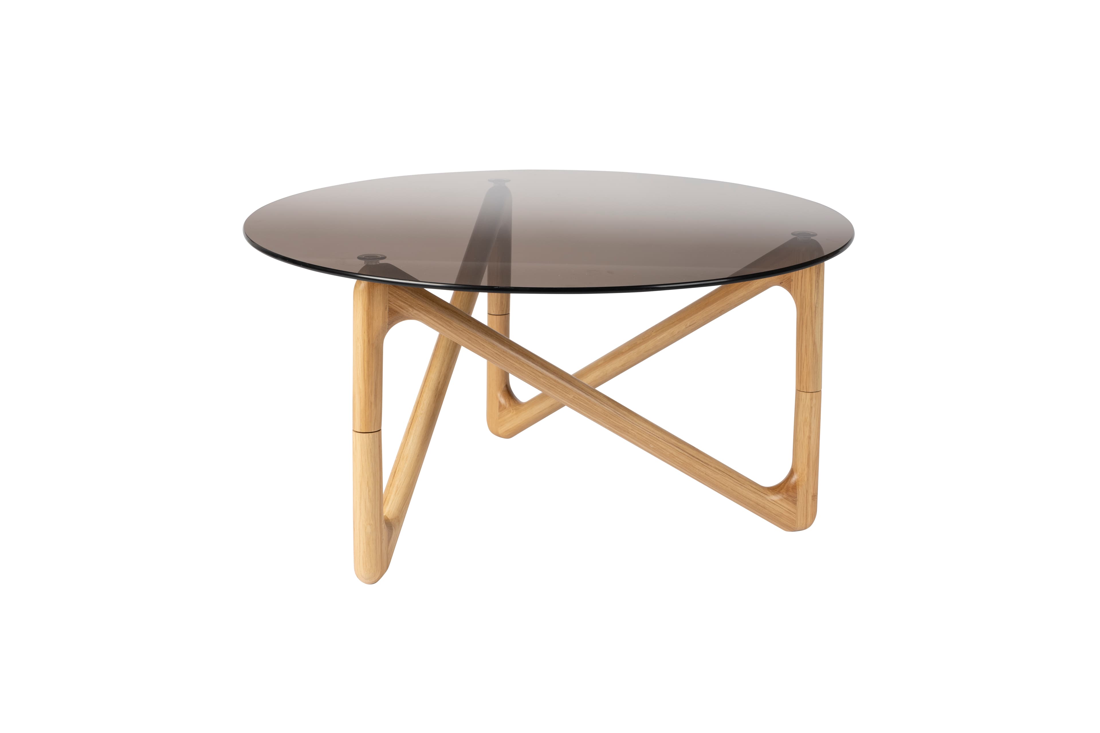 DUTCHBONE Naia soffbord, runt - rökt glas och naturlig ek (Ø80)