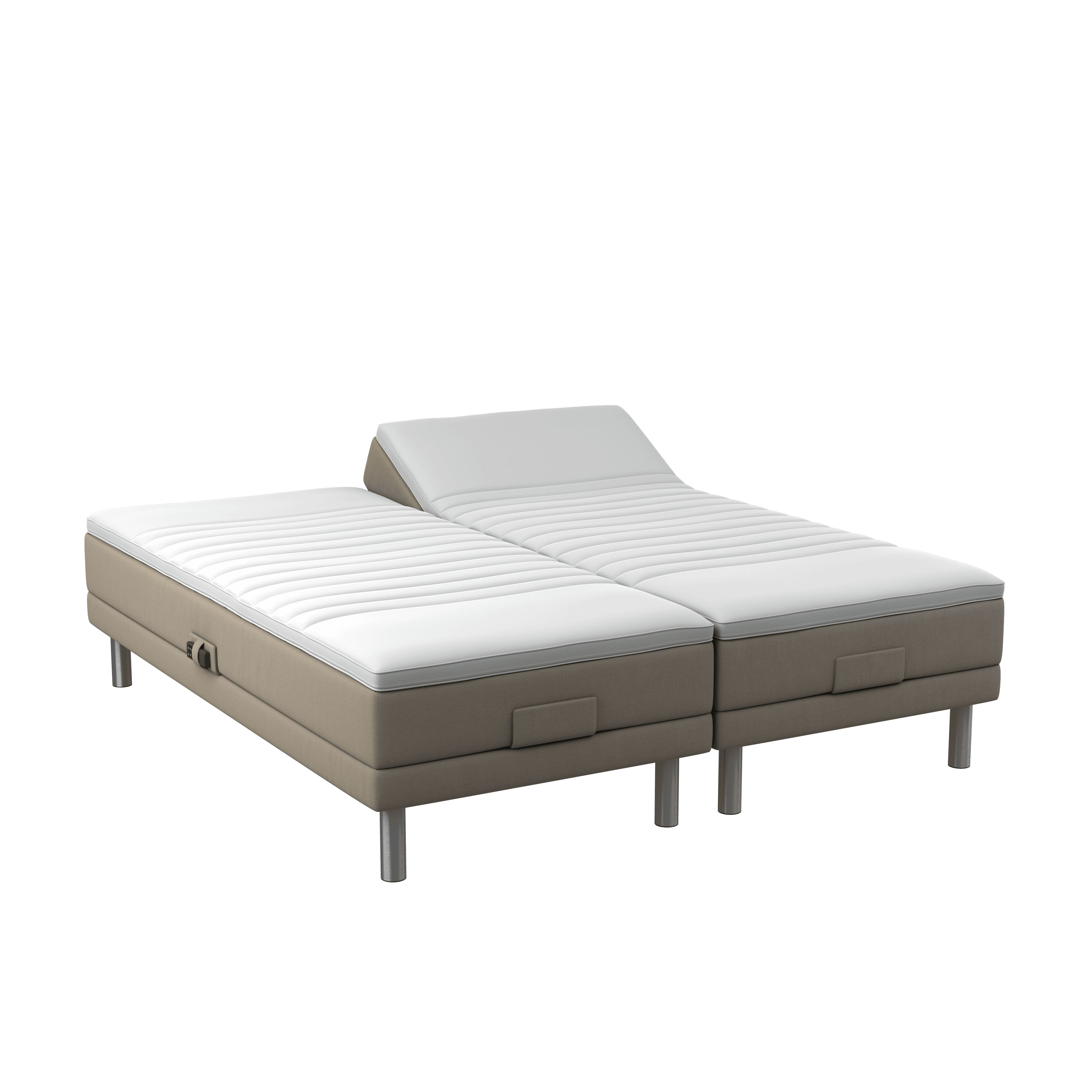 BOBOhome Tidur höjdsäng inkl. bäddmadrass, 180x200 - sandfärgad Fast (80-100 kg) Ekstra fast
