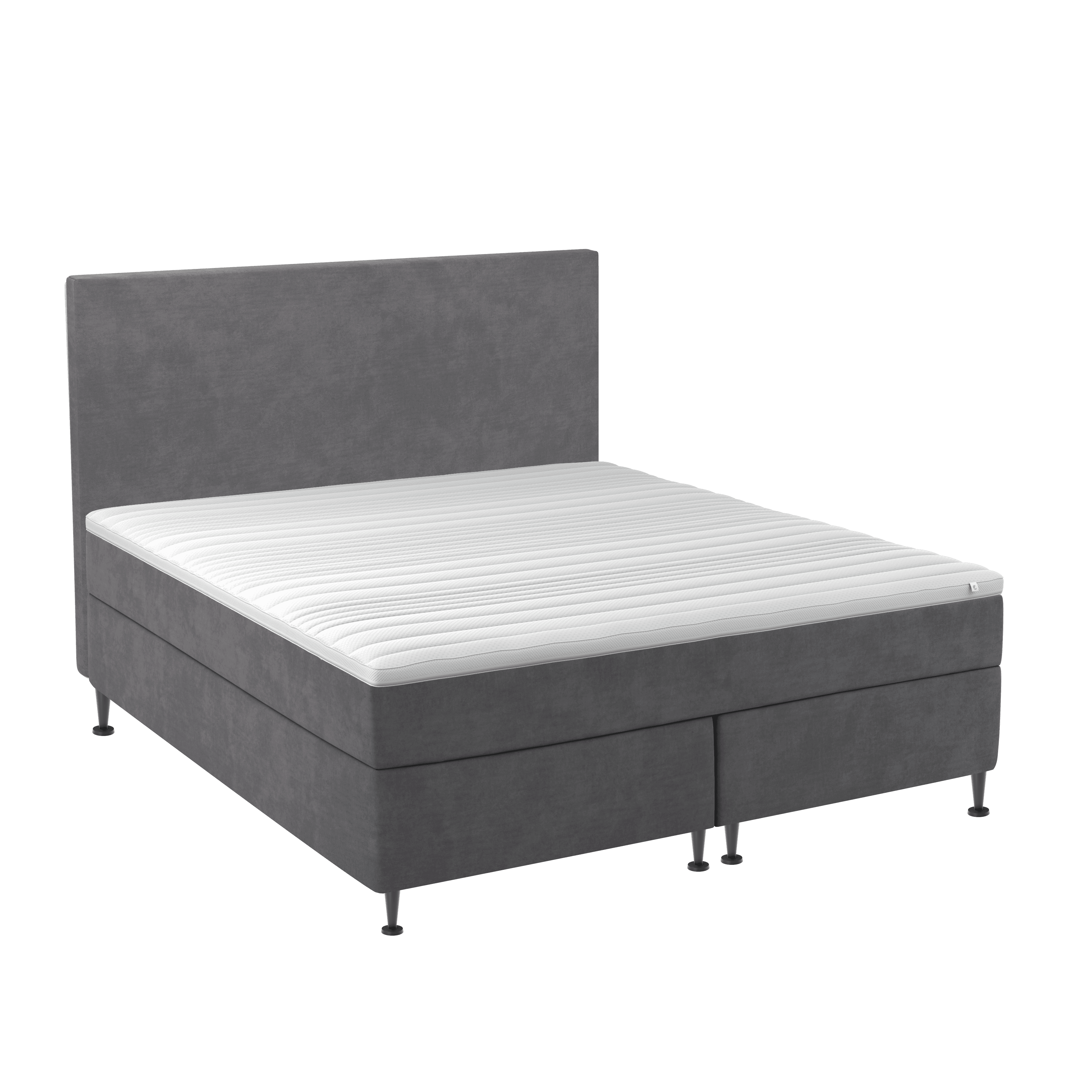 BOBOhome Tidur+ kontinentalsäng inkl. övermadrass och sänggavel, 180x200 - antracitgrå Fast (80-100 kg) Ekstra fast