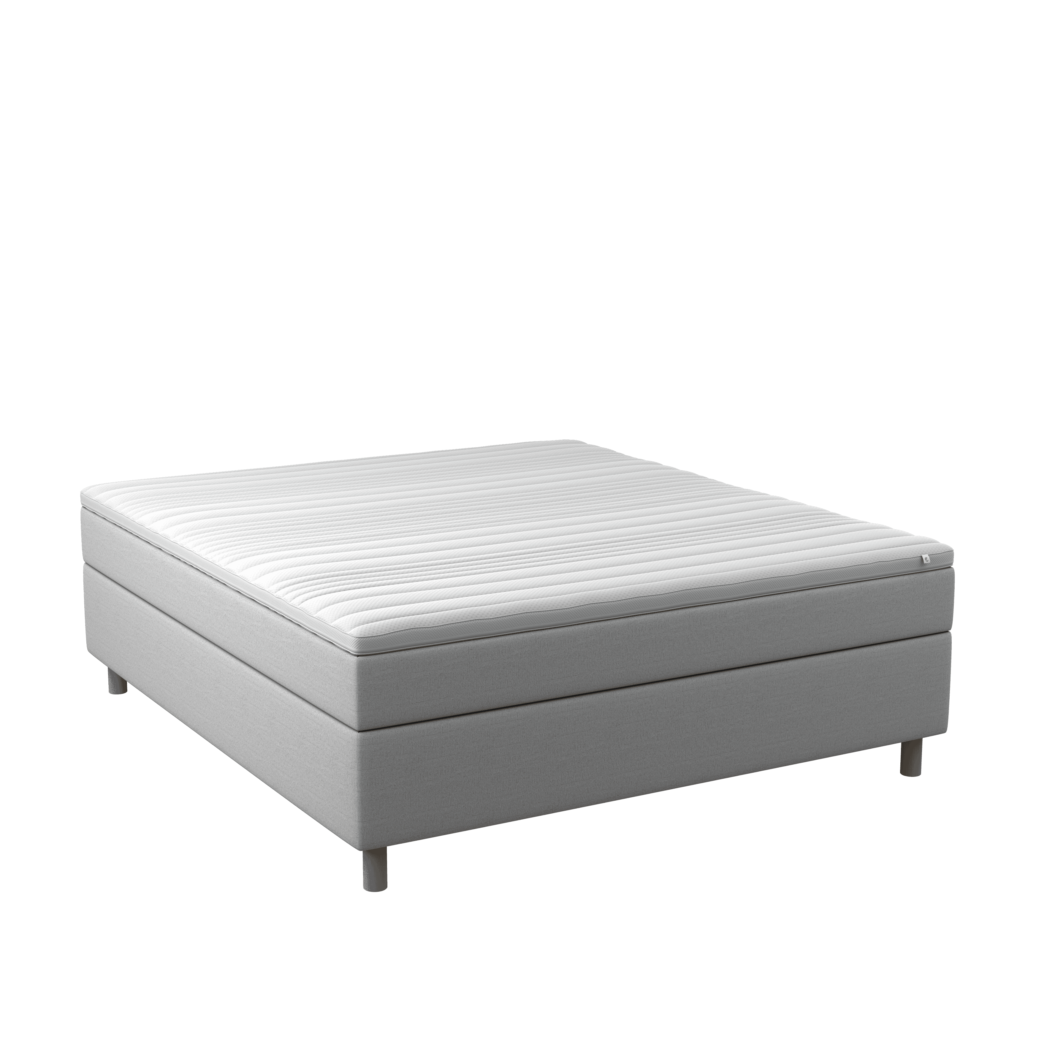 BOBOhome Tidur+ kontinentalsäng inkl. bäddmadrass, 180x200 - ljusgrå Fast (80-100 kg) Ekstra fast