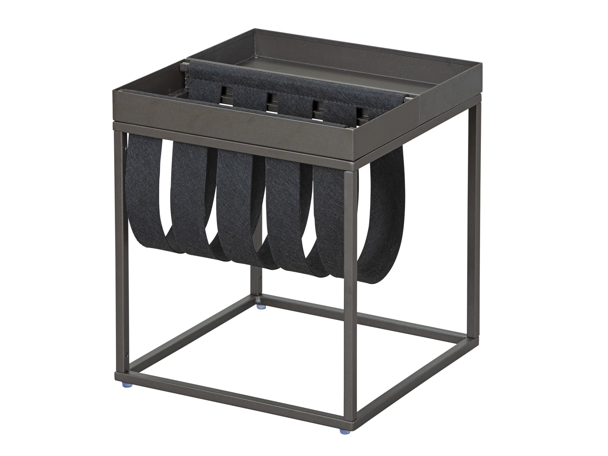 NORDIC LIVING COLLECTION Sidobord Club NY Magazine Antracit/filt med hyllplan för tidskrifter.