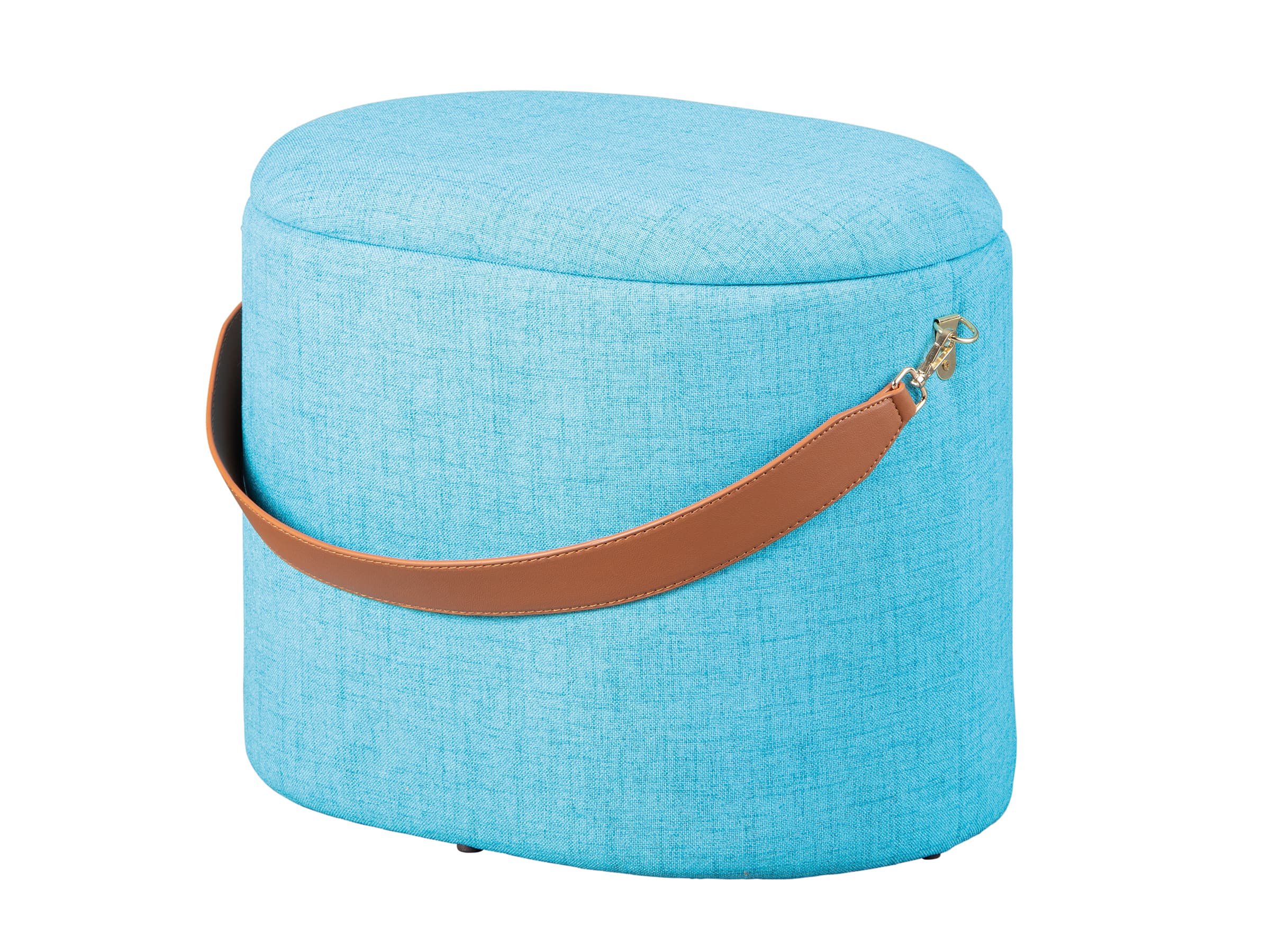 NORDIC LIVING COLLECTION Dilia oceanblå pall med PU-handtag, förvaringsutrymme och bärrem