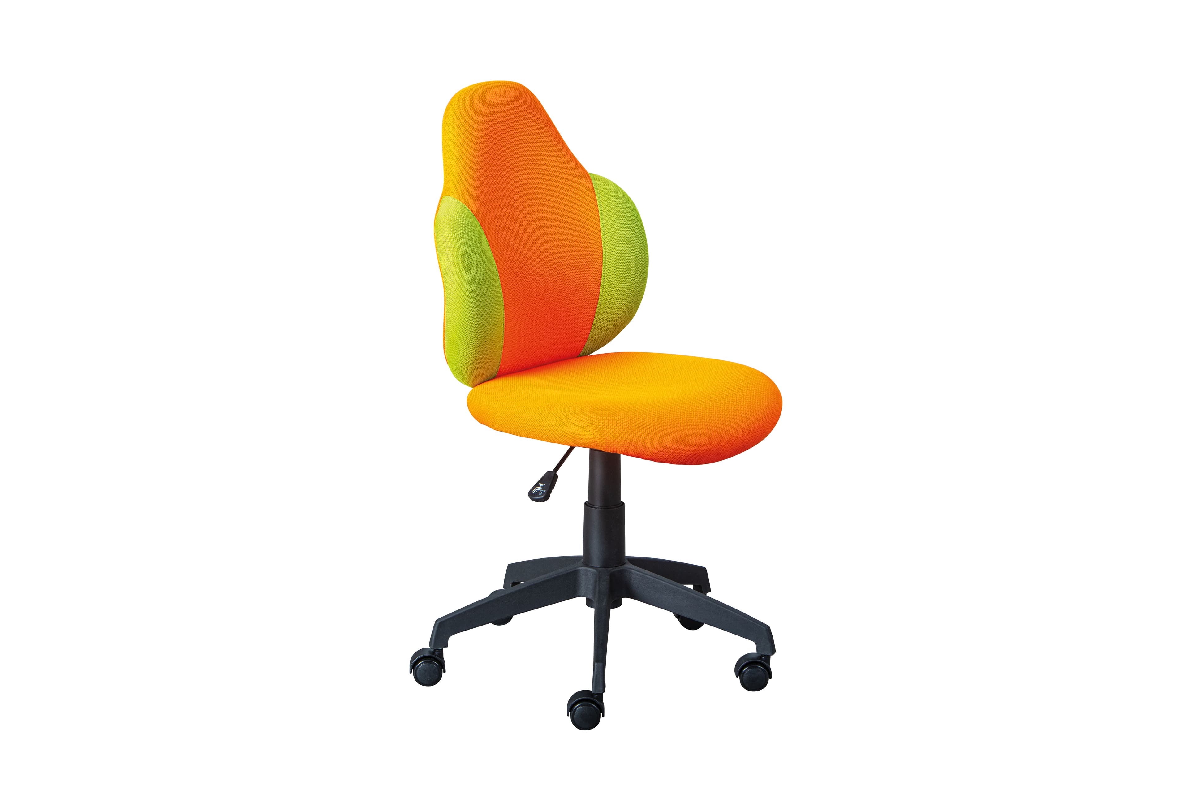 NORDIC LIVING COLLECTION Jessi snurrstol i orange/grönt nät med roterande sits, 5 lastberoende bromsade säkerhetshjul och steglös höjdjustering