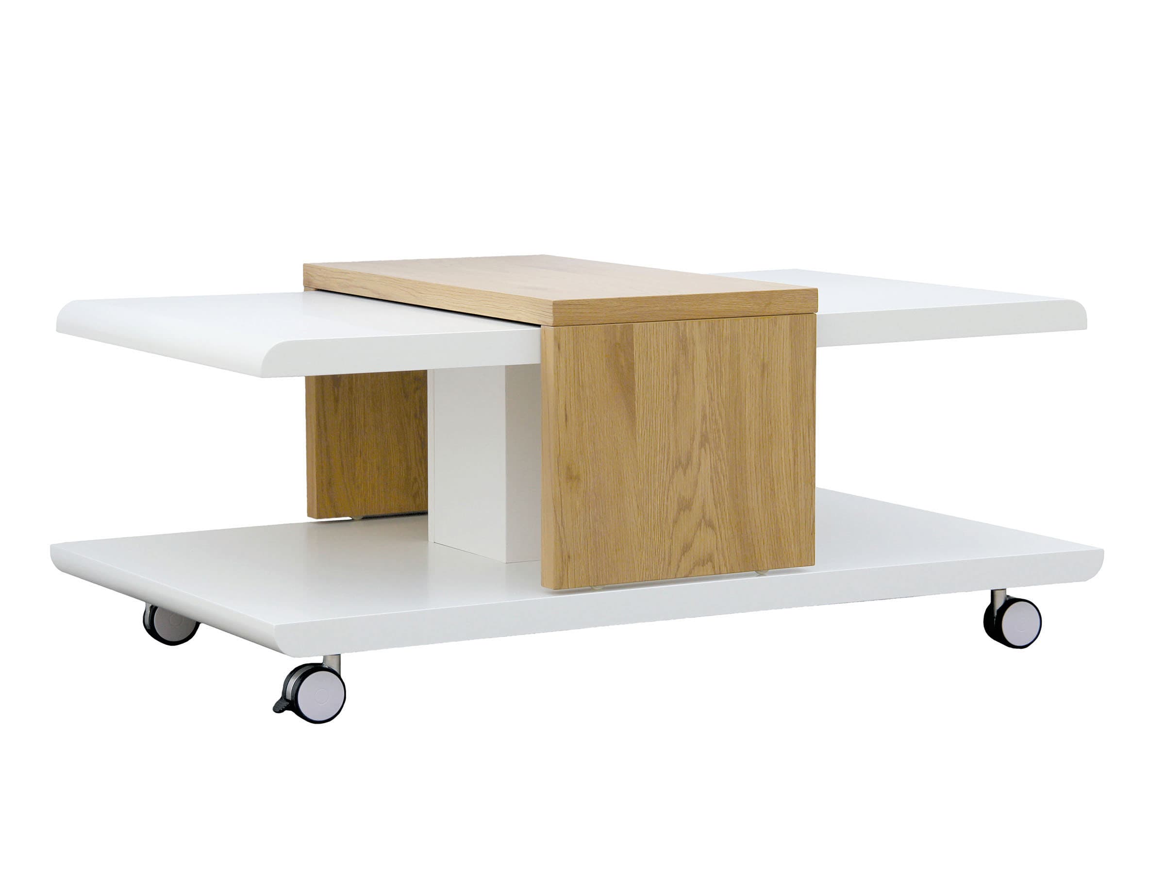 NORDIC LIVING COLLECTION Joliet soffbord, vit/vild ek-look, med hjul