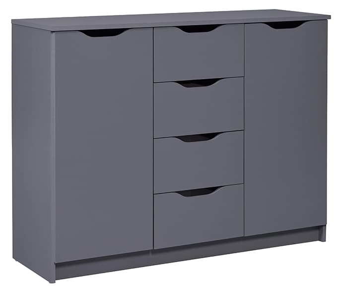 NORDIC LIVING COLLECTION Silenzia byrå, 2 dörrar, 4 lådor, grafitgrå
