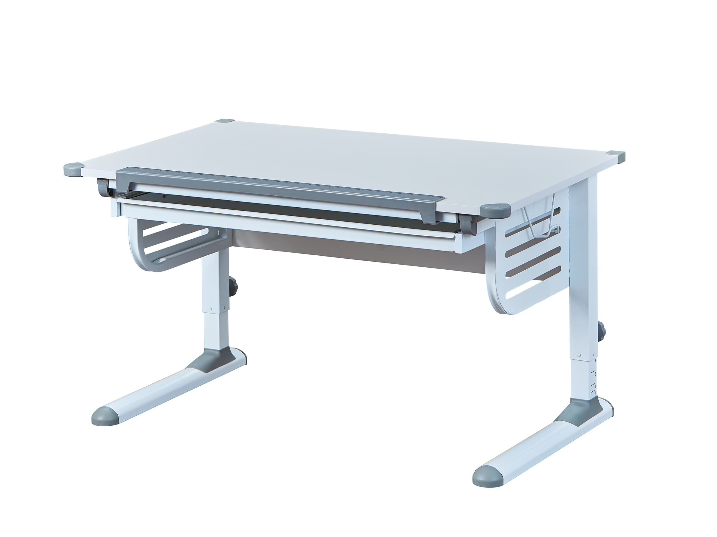 NORDIC LIVING COLLECTION Scalare-skrivbord med låda med tryckfunktion, höjdjusterbart med tippbart hyllplan
