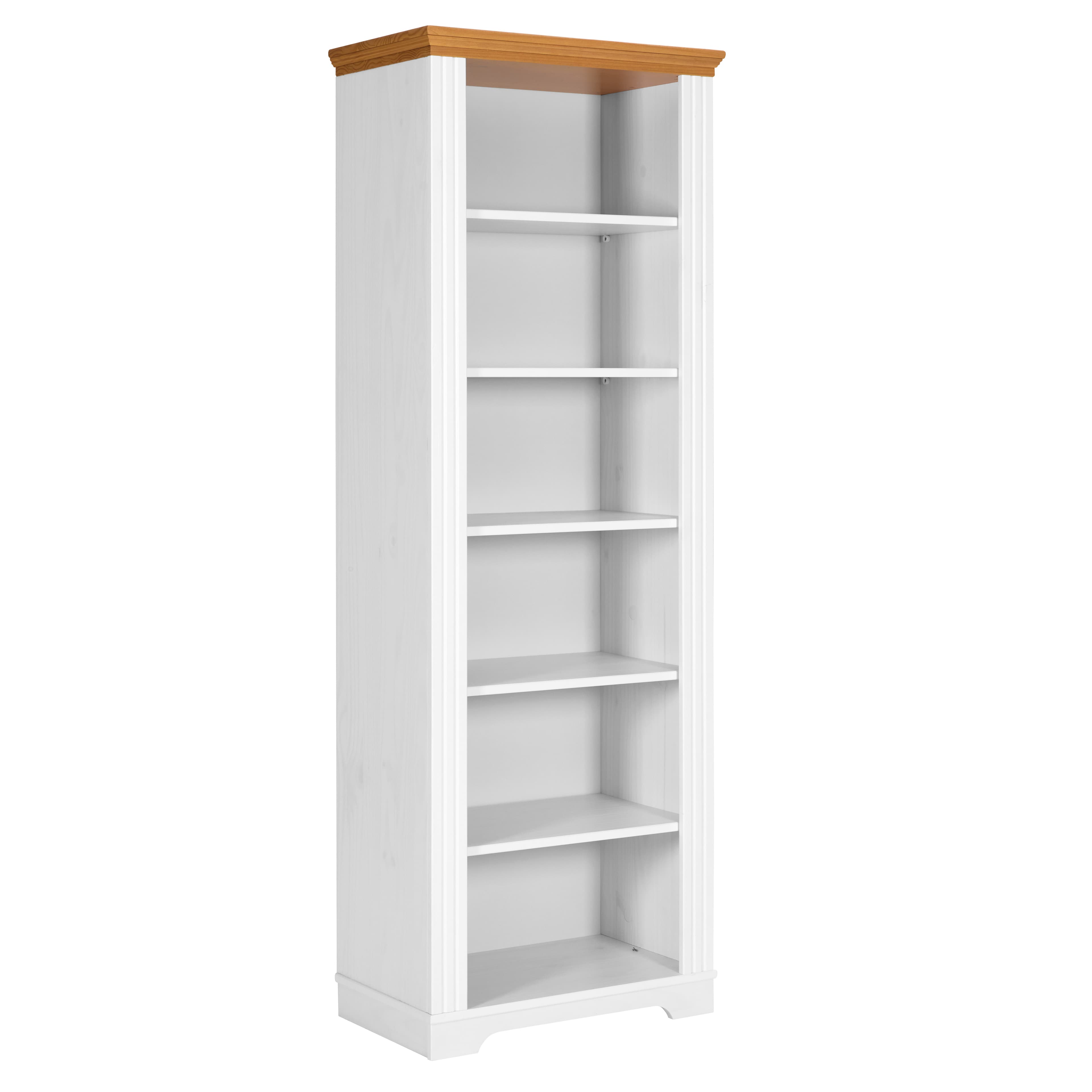 NORDIC LIVING COLLECTION Maluno vit hylla med 5 massiva trähyllor, vitlackerade
