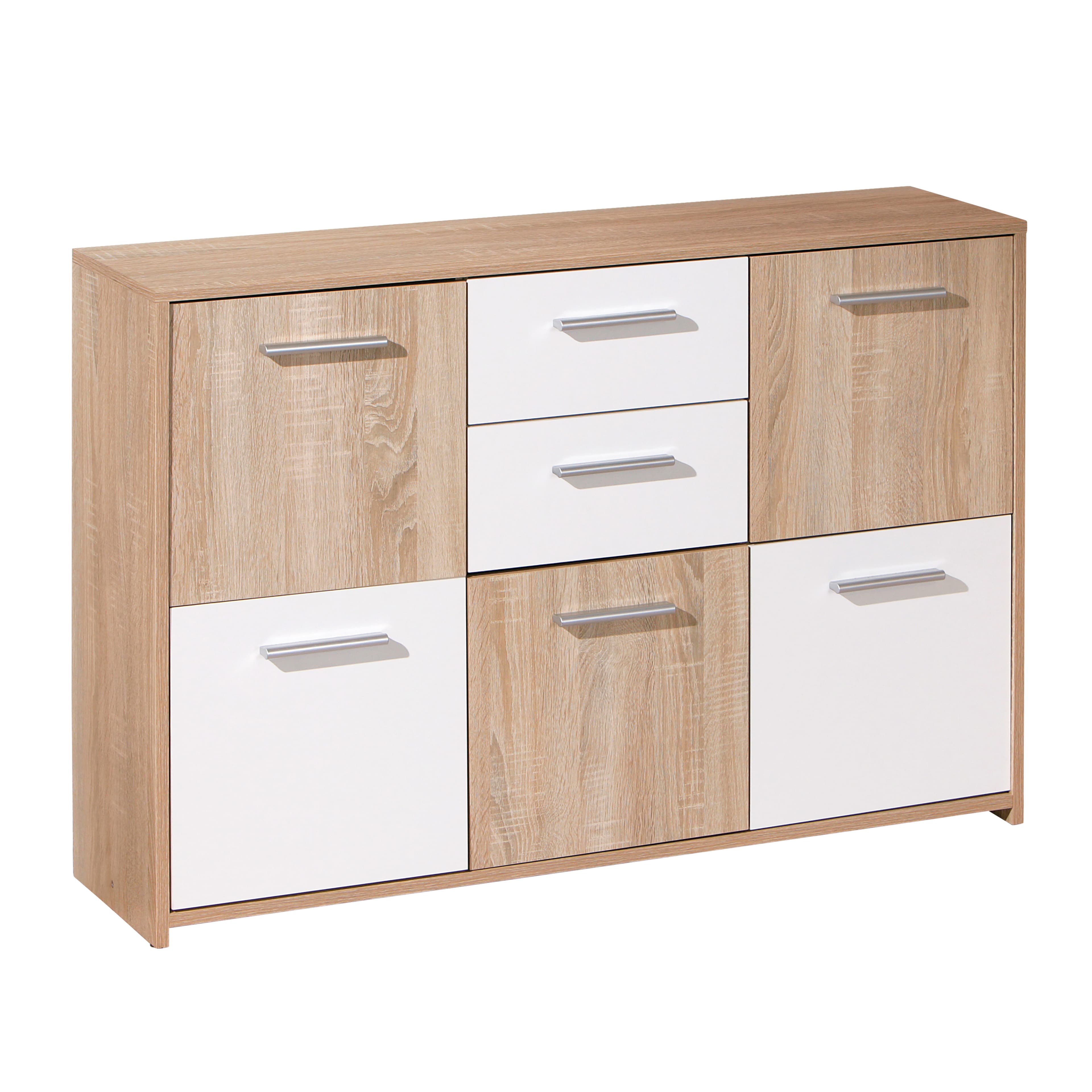 NORDIC LIVING COLLECTION Elvezia byrå, 5 dörrar, 2 lådor, Sonoma ekfinish