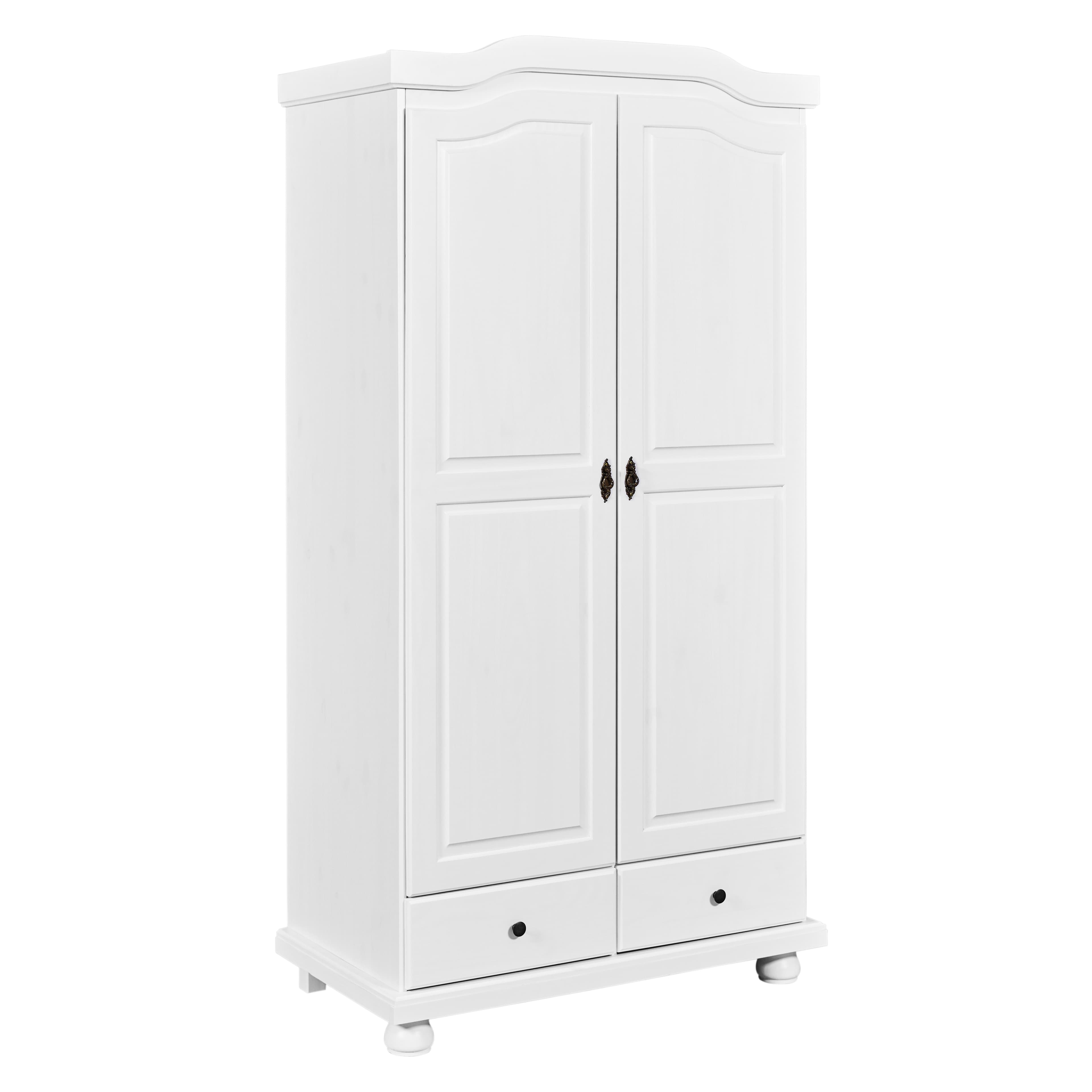 NORDIC LIVING COLLECTION Reutte lantlig garderob bestående av 2 mjukstängande dörrar, 2 lådor med lättlöpande metallskenor, 1 garderobsskena i metall och en hatthylla