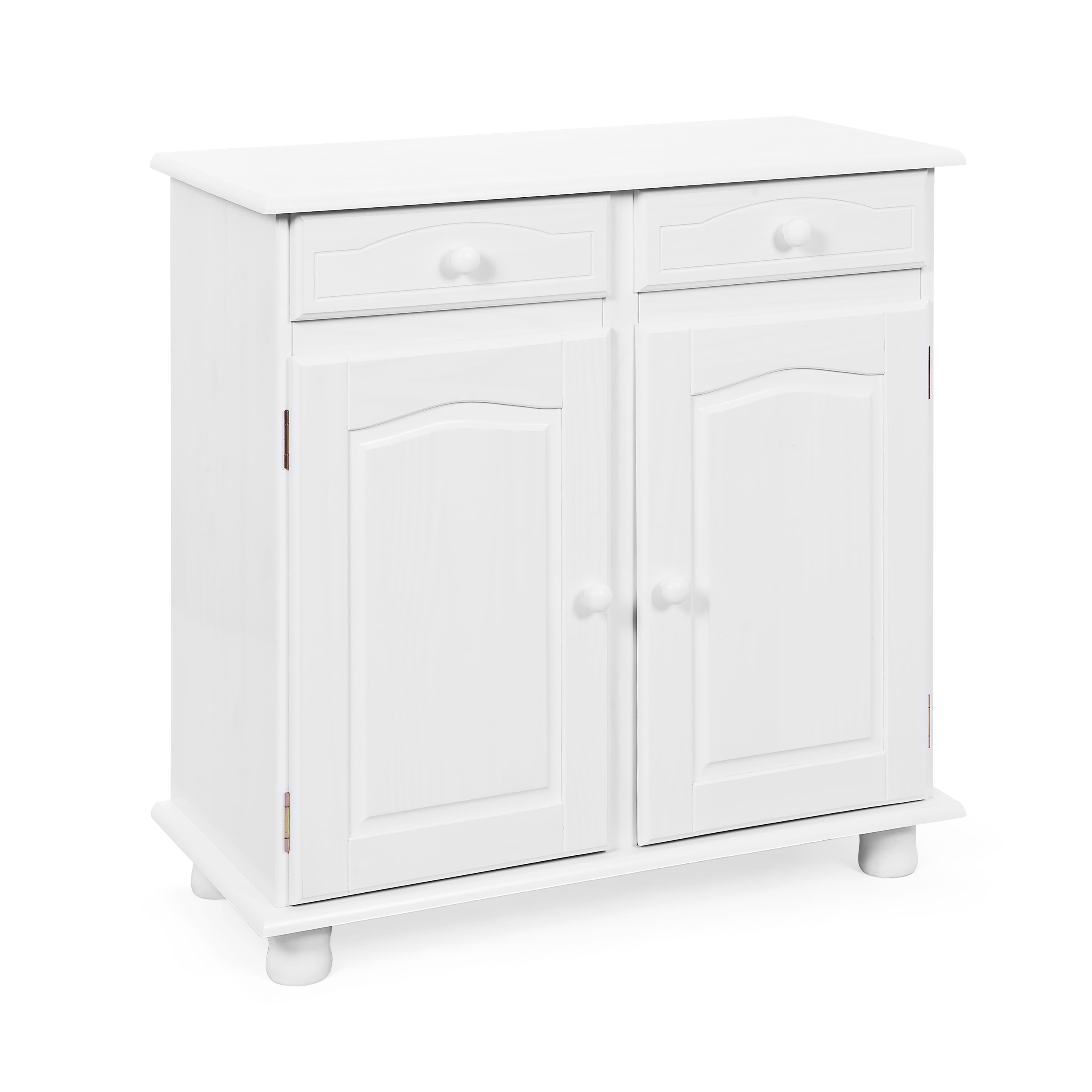 NORDIC LIVING COLLECTION Lovi skänk med 2 dörrar och 2 lådor, massiv furu, vit