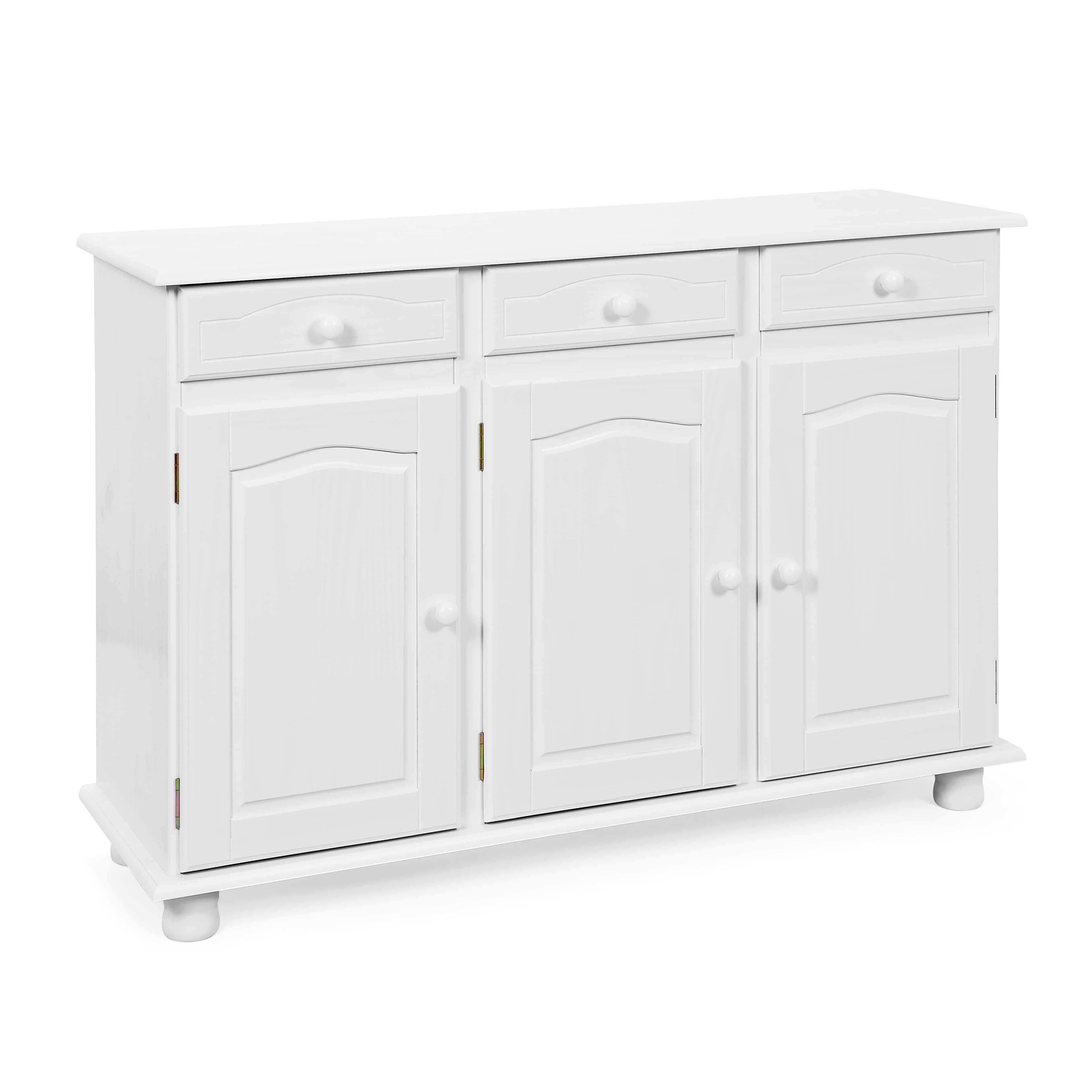 NORDIC LIVING COLLECTION Livio skänk med 3 dörrar och 3 lådor, massiv furu, vit