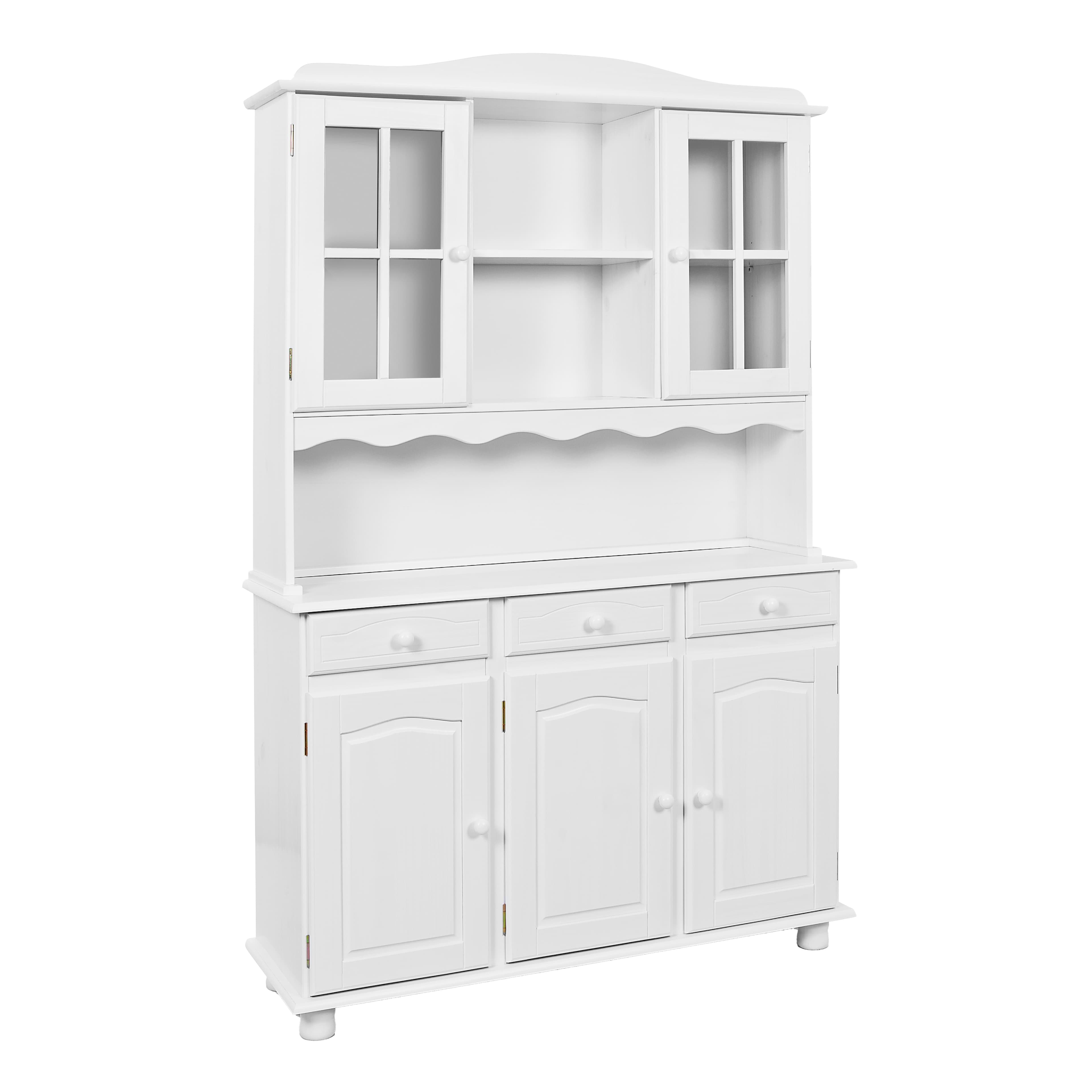 NORDIC LIVING COLLECTION Siena vitrinskåp, furu, vit, med 3 lådor och 5 hyllor bakom 5 dörrar.