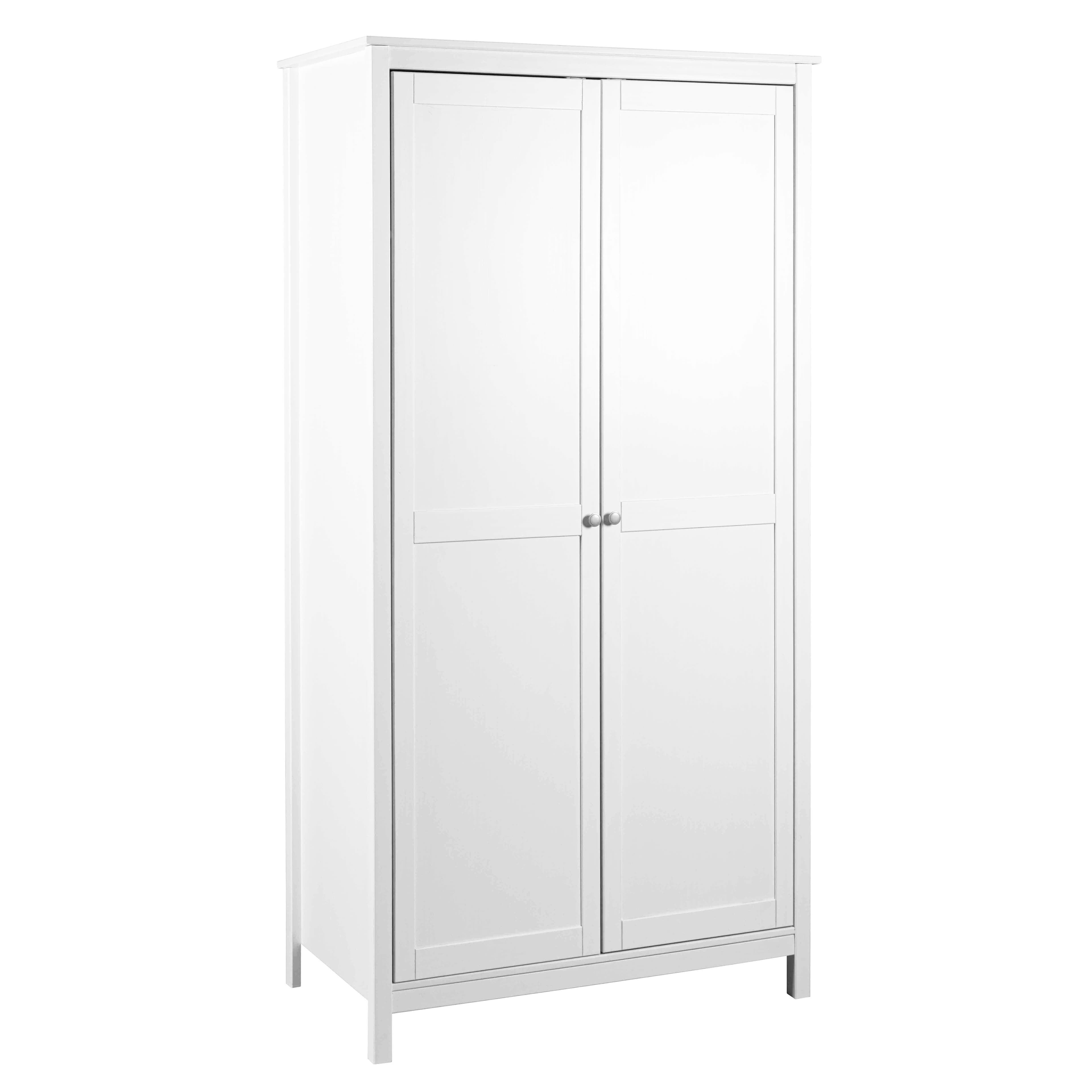 NORDIC LIVING COLLECTION Garderob i massiv furu med 2 dörrar, vitlackerad, totalmått 106 x 60 x 210 cm.